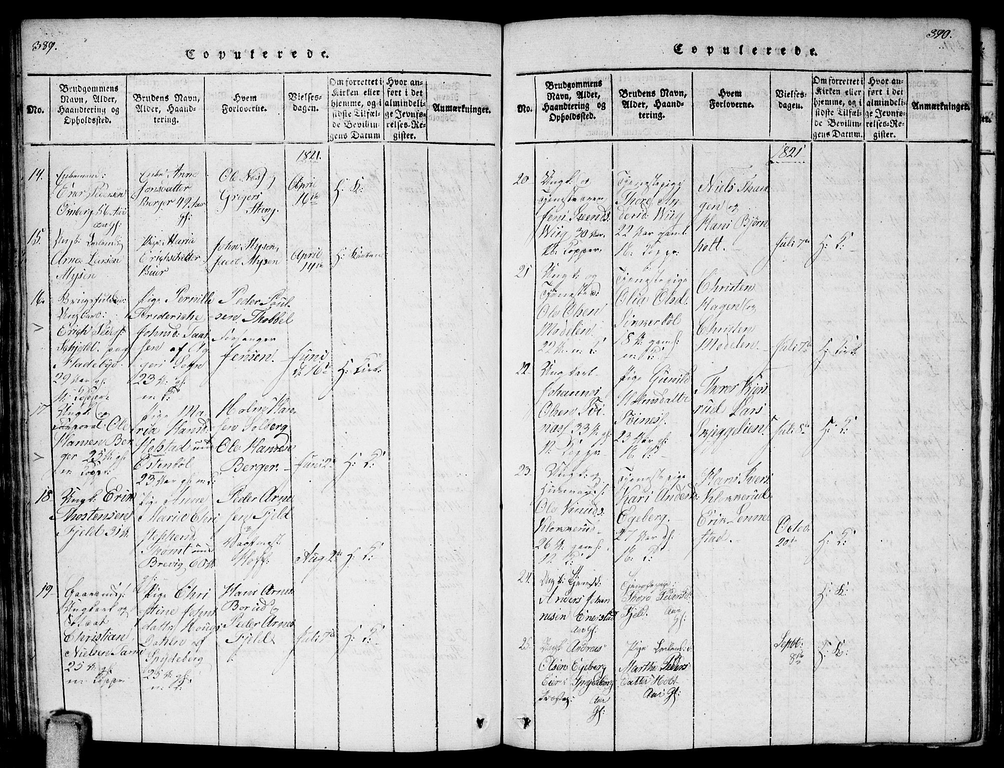 Enebakk prestekontor Kirkebøker, AV/SAO-A-10171c/F/Fa/L0006: Parish register (official) no. I 6, 1815-1832, p. 389-390