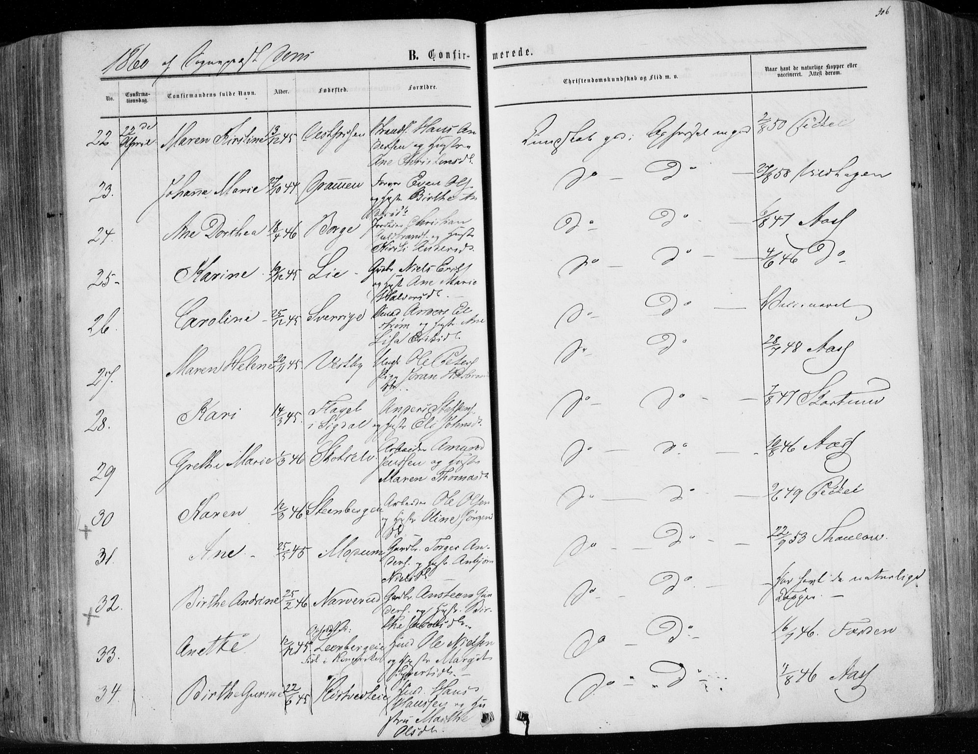 Eiker kirkebøker, SAKO/A-4/F/Fa/L0016: Parish register (official) no. I 16, 1860-1868, p. 306