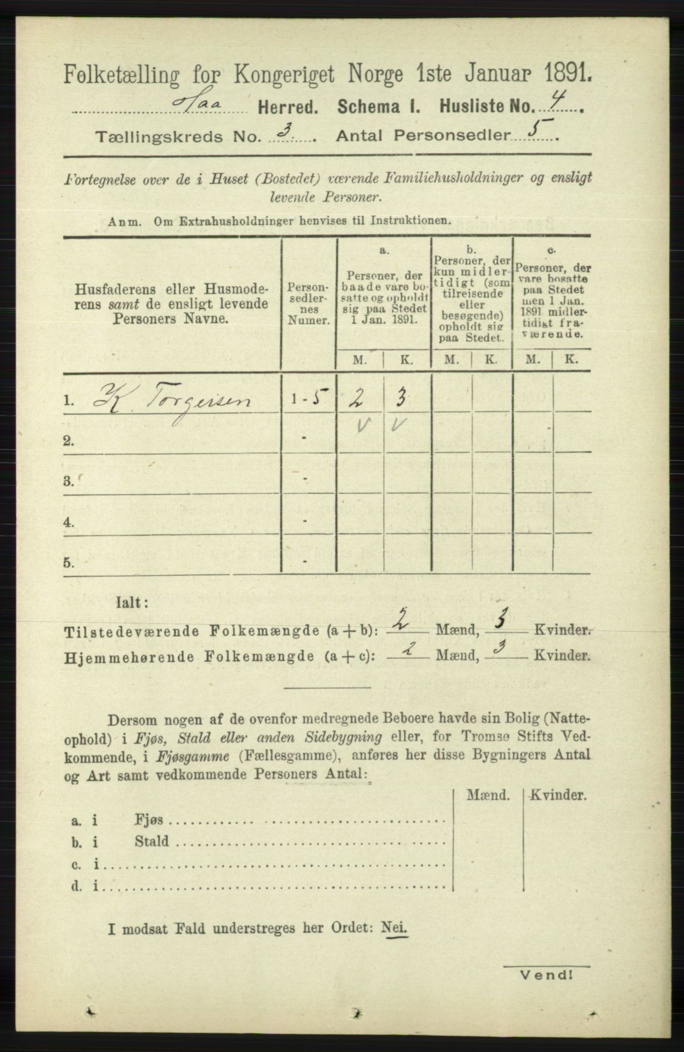 RA, 1891 census for 1119 Hå, 1891, p. 657