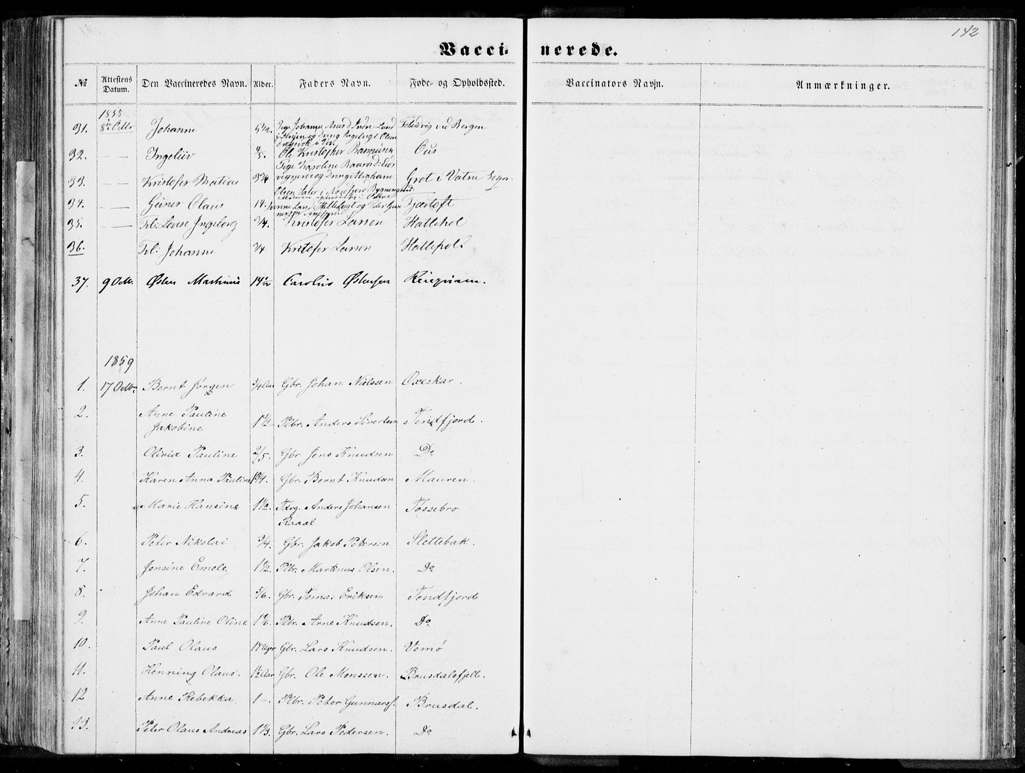 Ministerialprotokoller, klokkerbøker og fødselsregistre - Møre og Romsdal, AV/SAT-A-1454/524/L0354: Parish register (official) no. 524A06, 1857-1863, p. 142