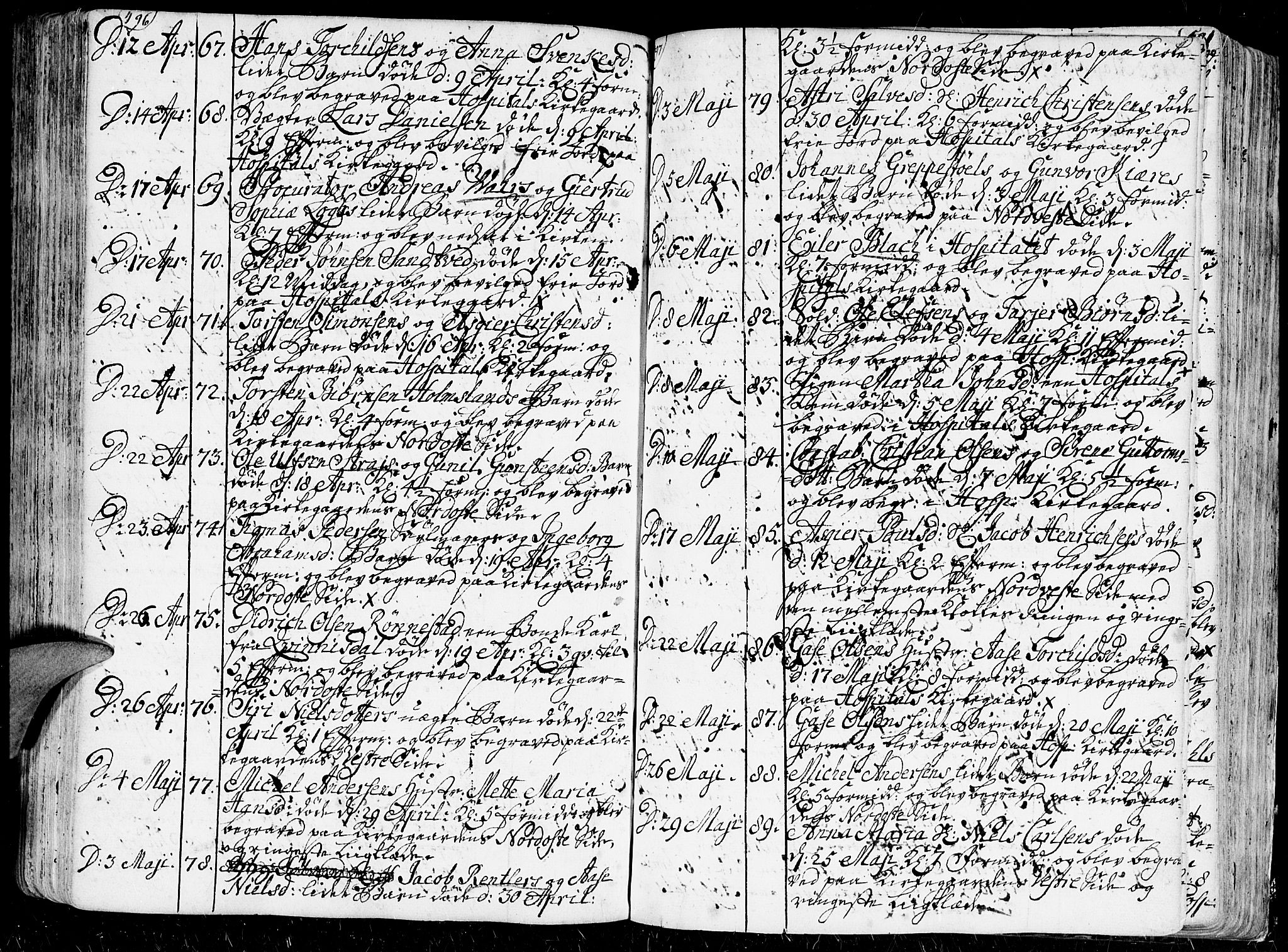 Kristiansand domprosti, AV/SAK-1112-0006/F/Fa/L0001: Parish register (official) no. A 1, 1734-1793, p. 496-497