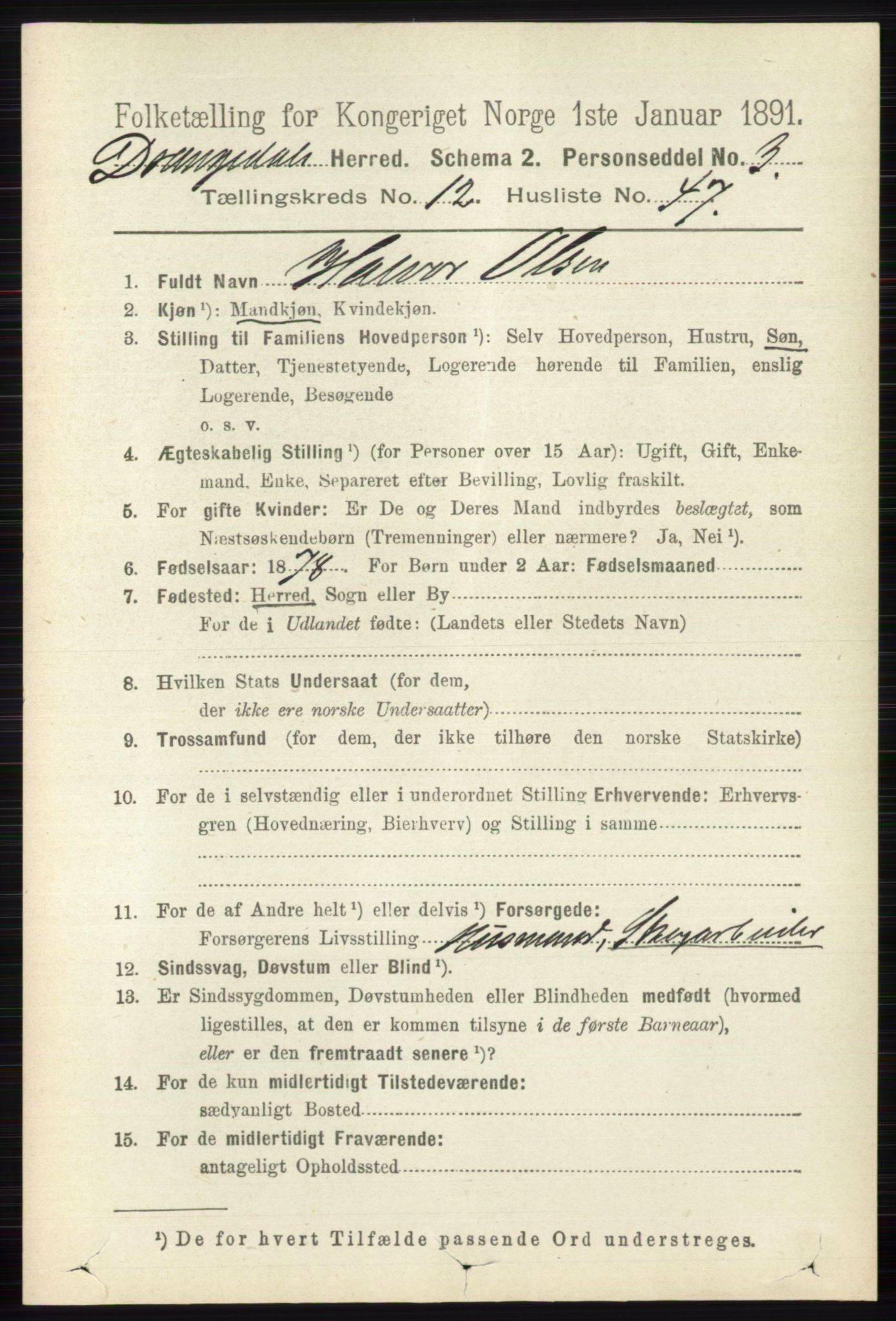 RA, 1891 census for 0817 Drangedal, 1891, p. 4664