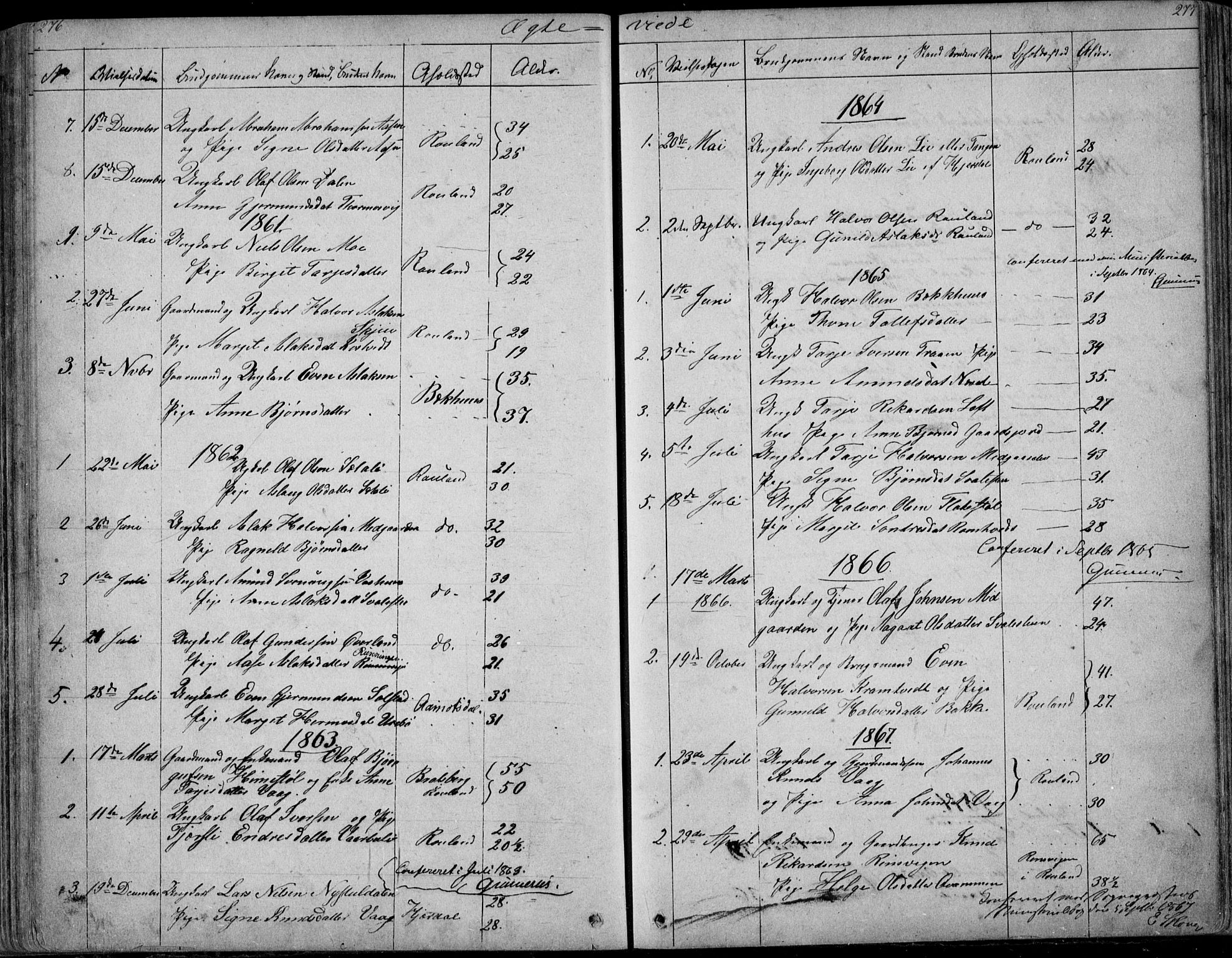 Rauland kirkebøker, AV/SAKO-A-292/G/Ga/L0002: Parish register (copy) no. I 2, 1849-1935, p. 276-277