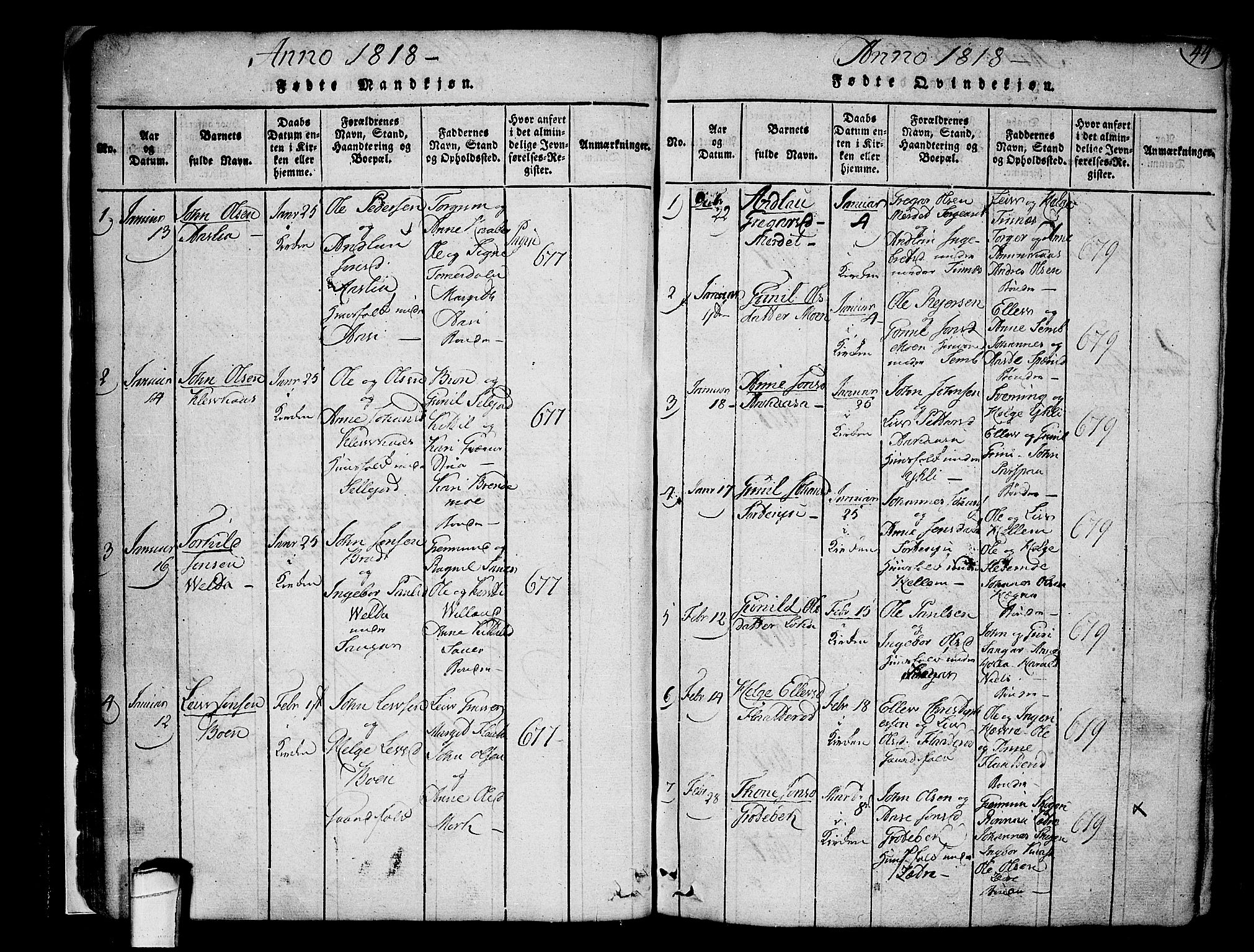 Heddal kirkebøker, SAKO/A-268/F/Fa/L0005: Parish register (official) no. I 5, 1814-1837, p. 43-44