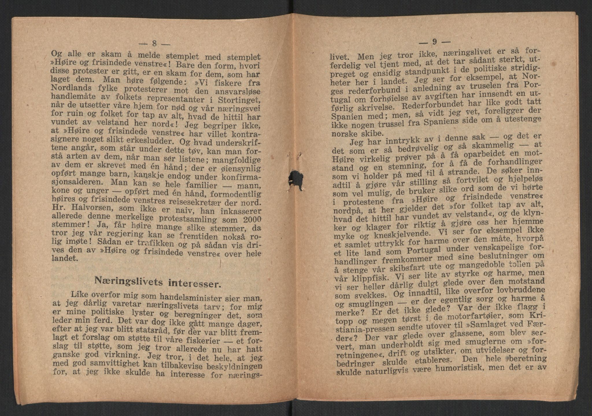 Venstres Hovedorganisasjon, RA/PA-0876/X/L0001: De eldste skrifter, 1860-1936, p. 1048