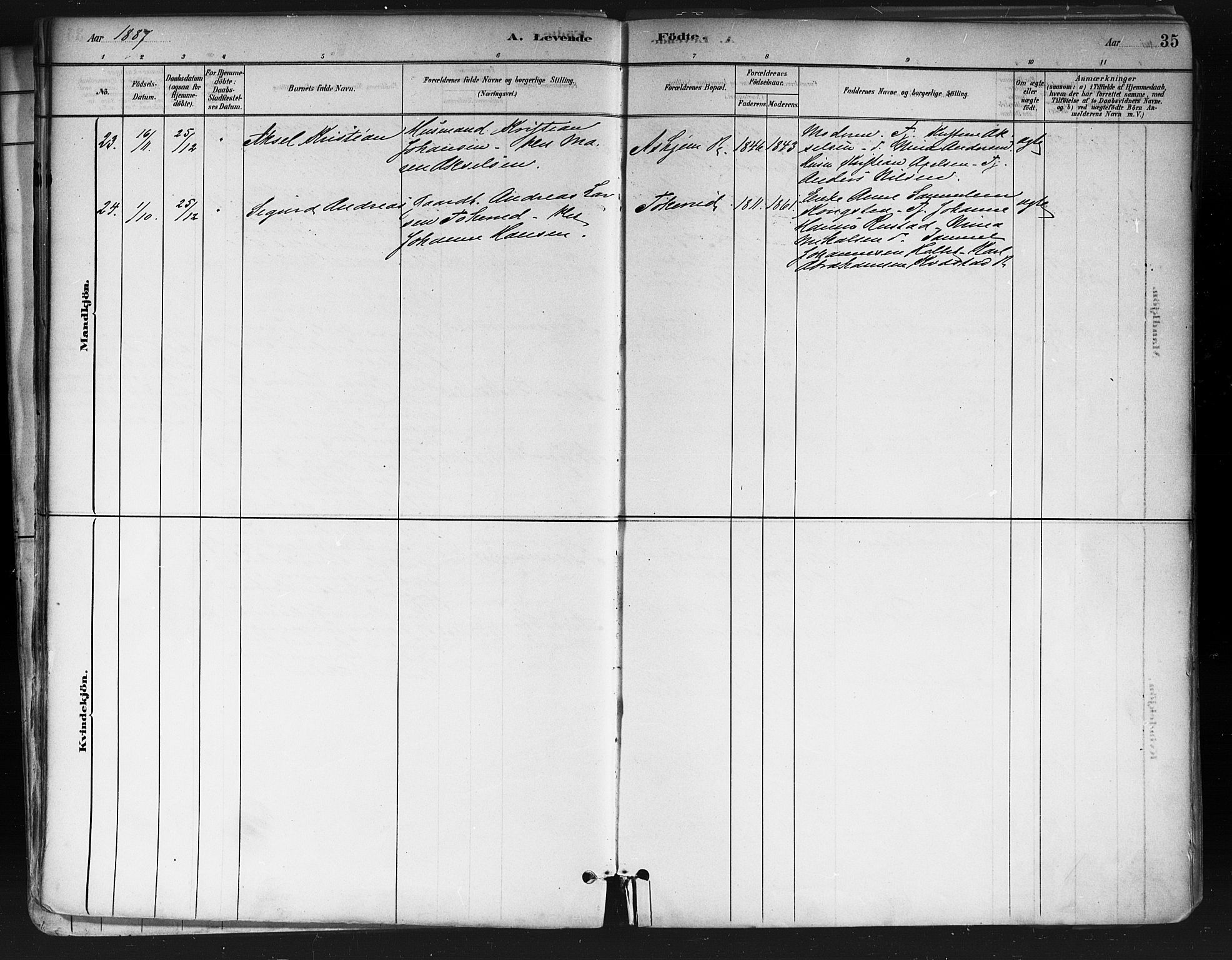 Ås prestekontor Kirkebøker, SAO/A-10894/F/Fa/L0009: Parish register (official) no. I 9, 1881-1900, p. 35