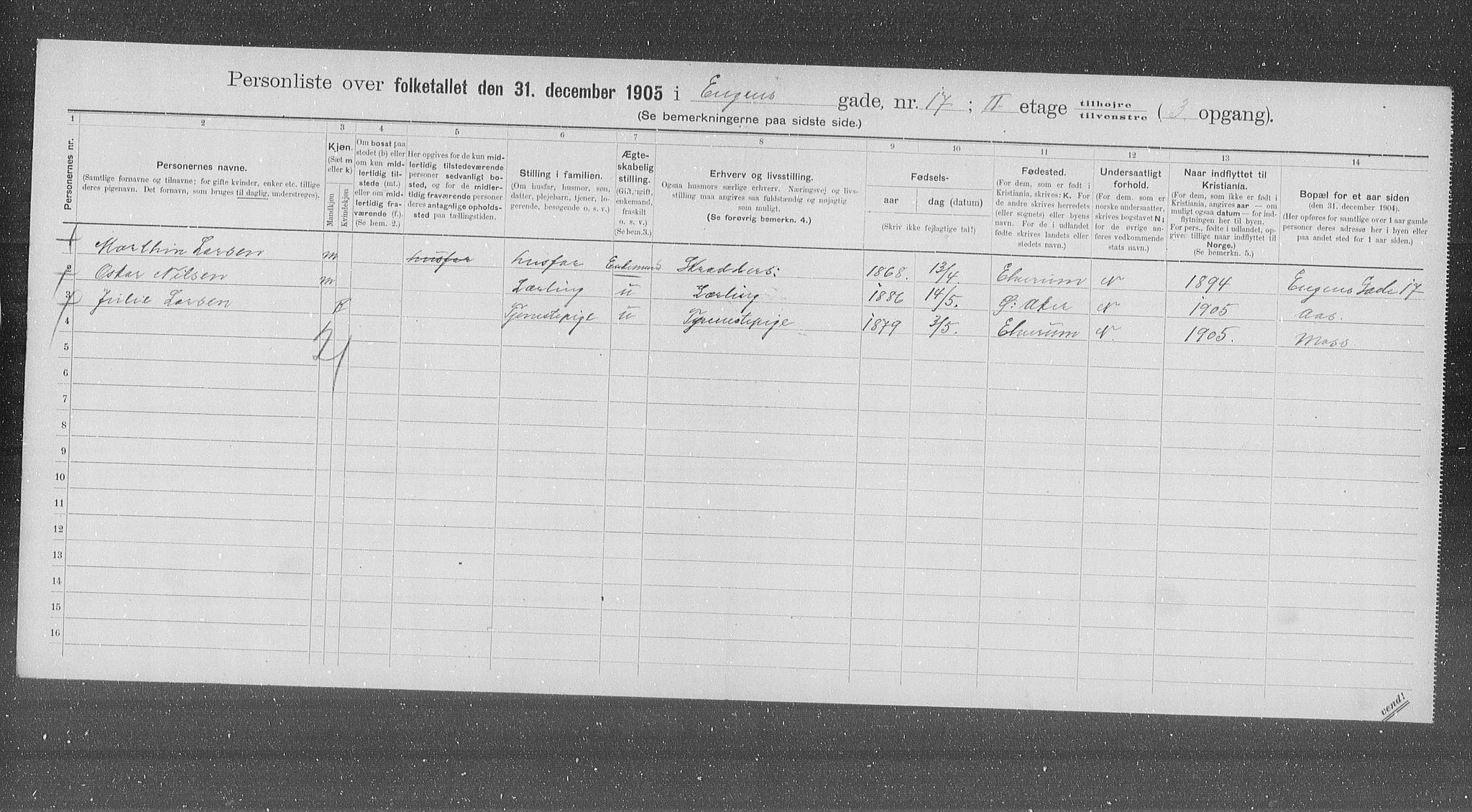 OBA, Municipal Census 1905 for Kristiania, 1905, p. 11088