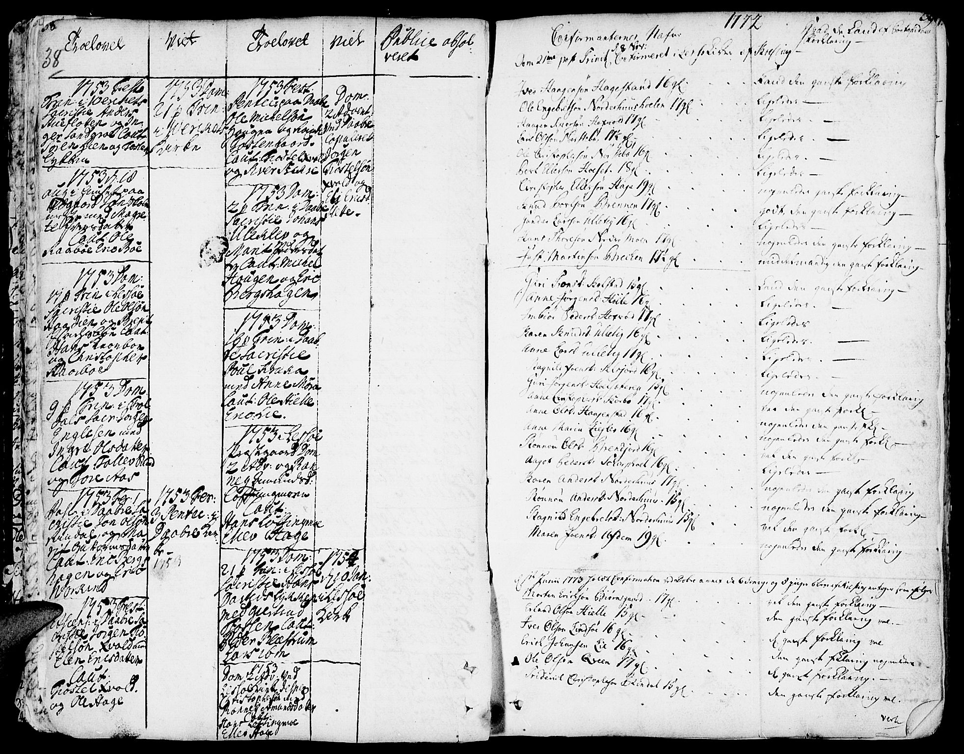 Lesja prestekontor, SAH/PREST-068/H/Ha/Haa/L0002: Parish register (official) no. 2, 1732-1776, p. 38-39