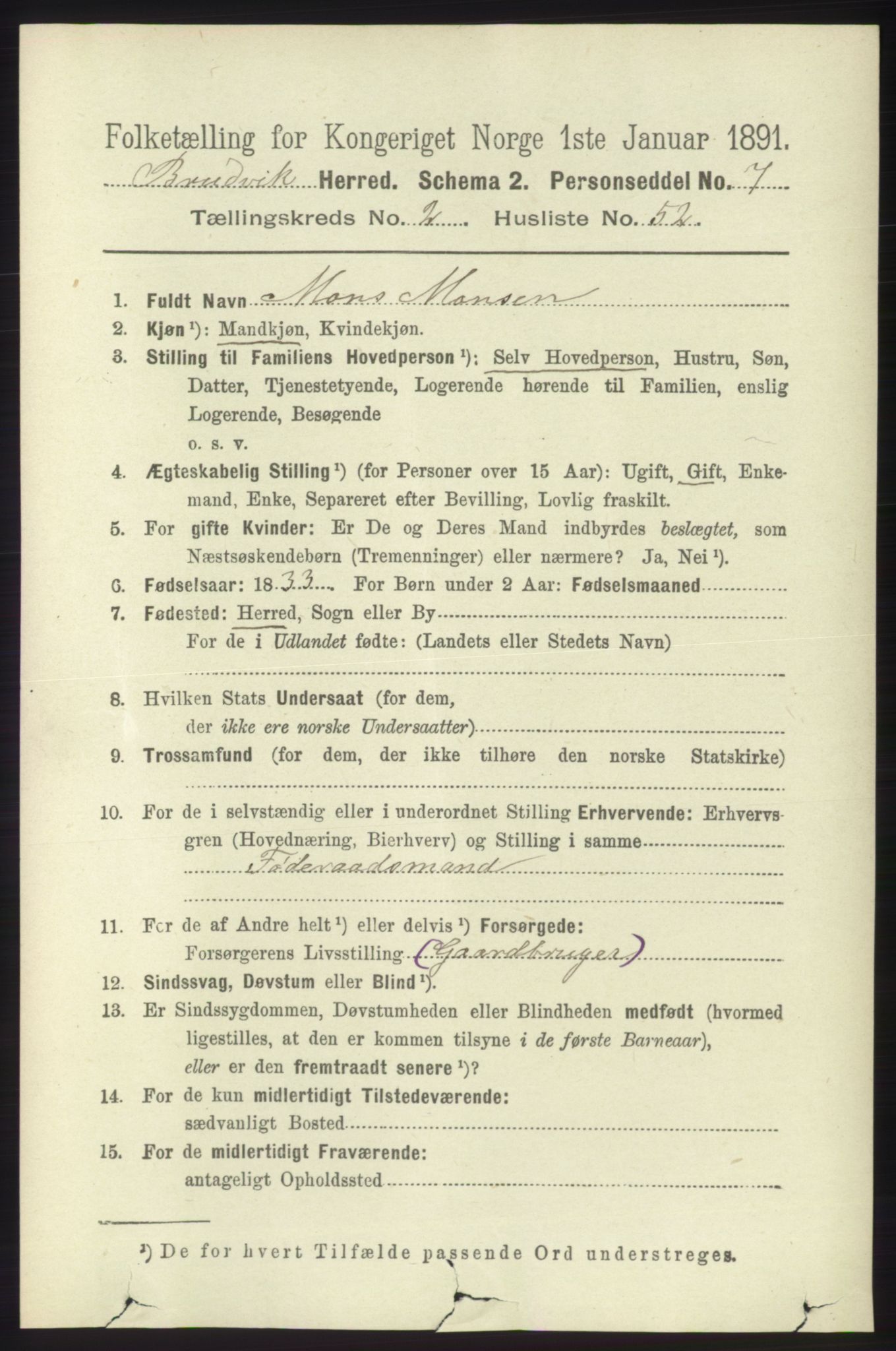 RA, 1891 census for 1251 Bruvik, 1891, p. 789