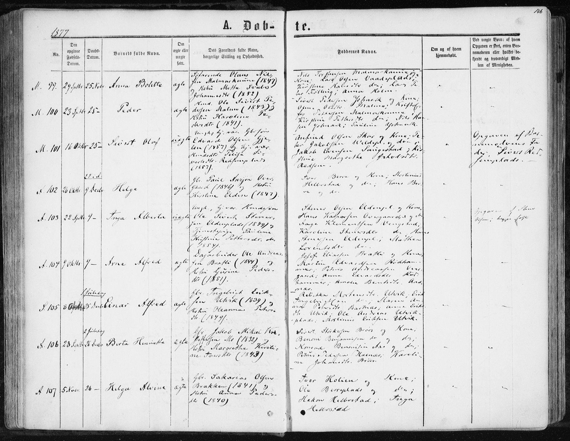 Ministerialprotokoller, klokkerbøker og fødselsregistre - Nord-Trøndelag, AV/SAT-A-1458/741/L0394: Parish register (official) no. 741A08, 1864-1877, p. 126