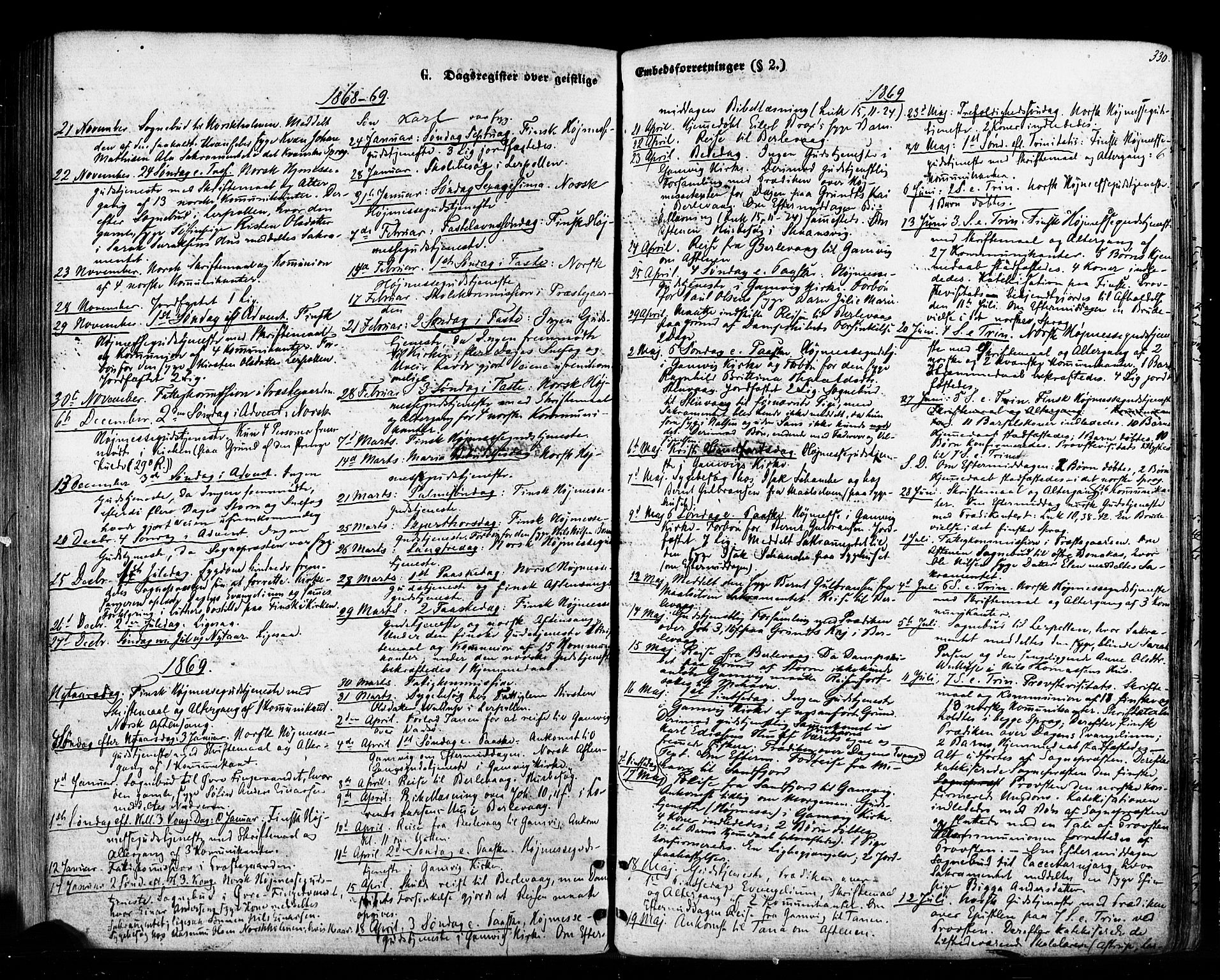 Tana sokneprestkontor, AV/SATØ-S-1334/H/Ha/L0002kirke: Parish register (official) no. 2 /1, 1861-1877, p. 330