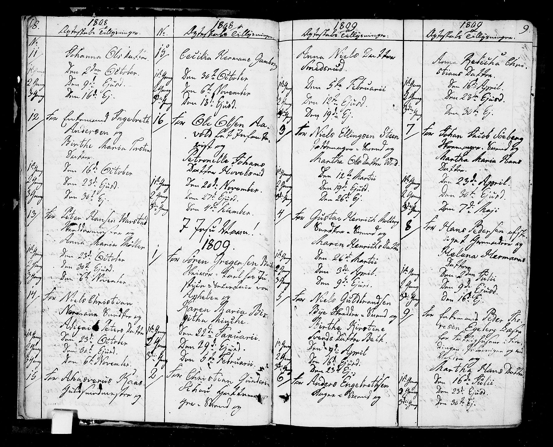 Oslo domkirke Kirkebøker, SAO/A-10752/F/Fa/L0006: Parish register (official) no. 6, 1807-1817, p. 8-9