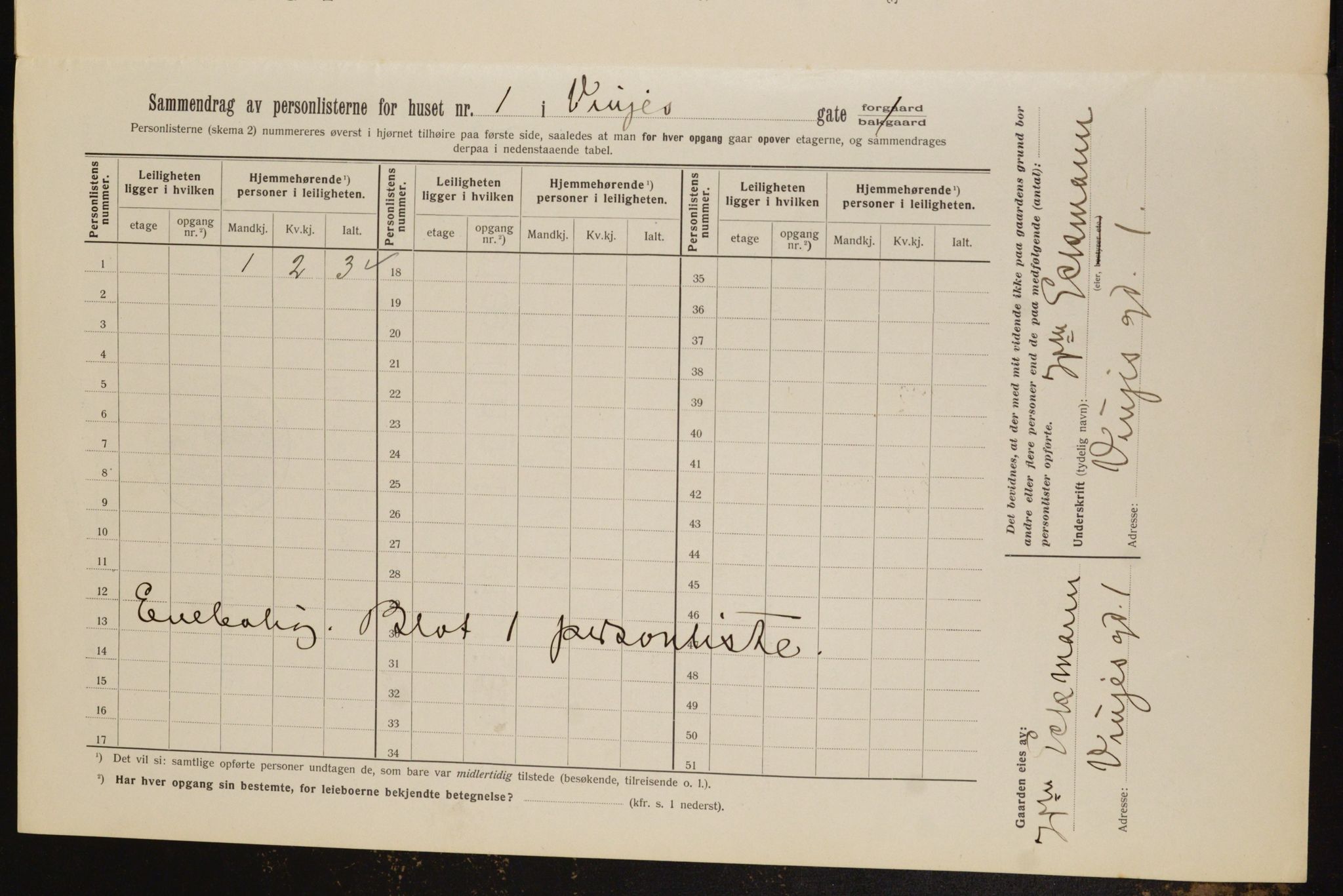 OBA, Municipal Census 1912 for Kristiania, 1912, p. 123669