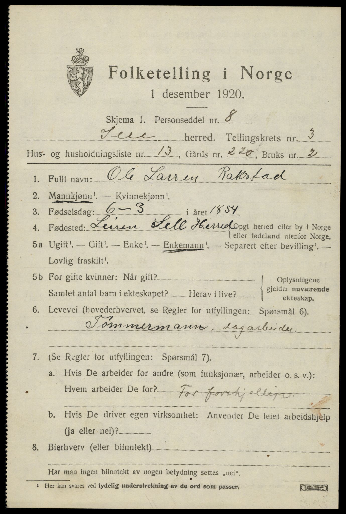 SAH, 1920 census for Sel, 1920, p. 2386