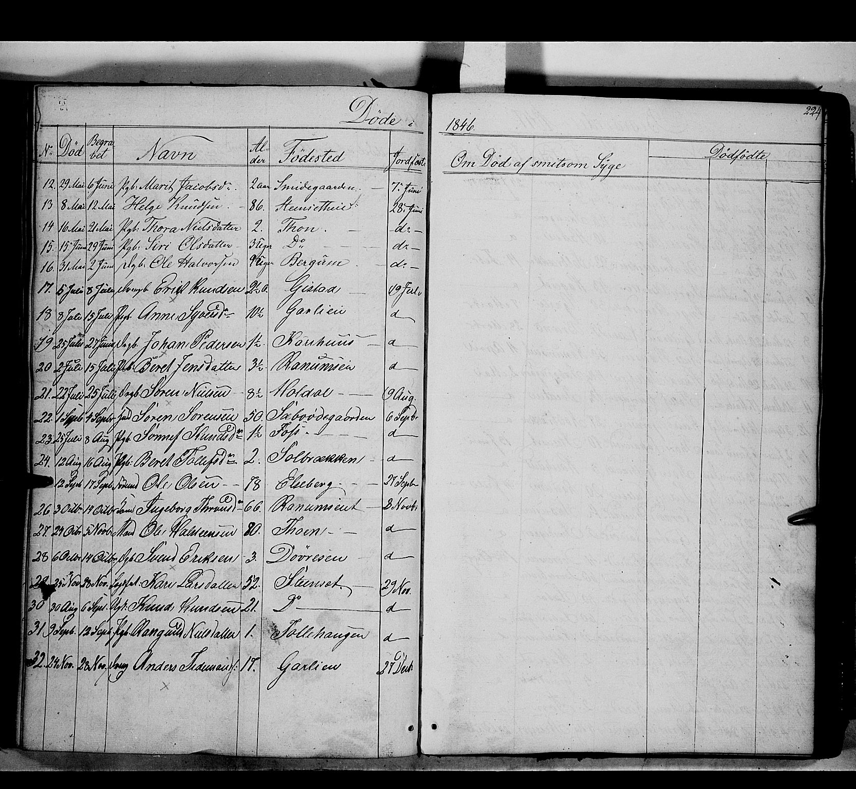 Nord-Aurdal prestekontor, SAH/PREST-132/H/Ha/Haa/L0007: Parish register (official) no. 7, 1842-1863, p. 224