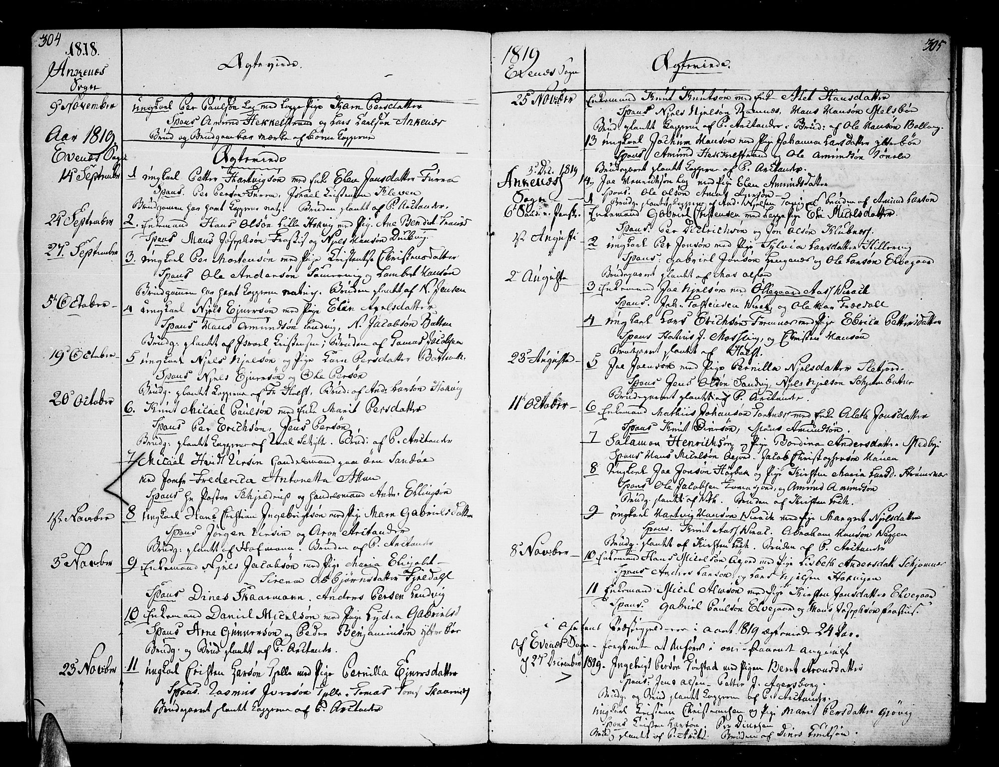 Ministerialprotokoller, klokkerbøker og fødselsregistre - Nordland, SAT/A-1459/863/L0893: Parish register (official) no. 863A05, 1794-1821, p. 304-305