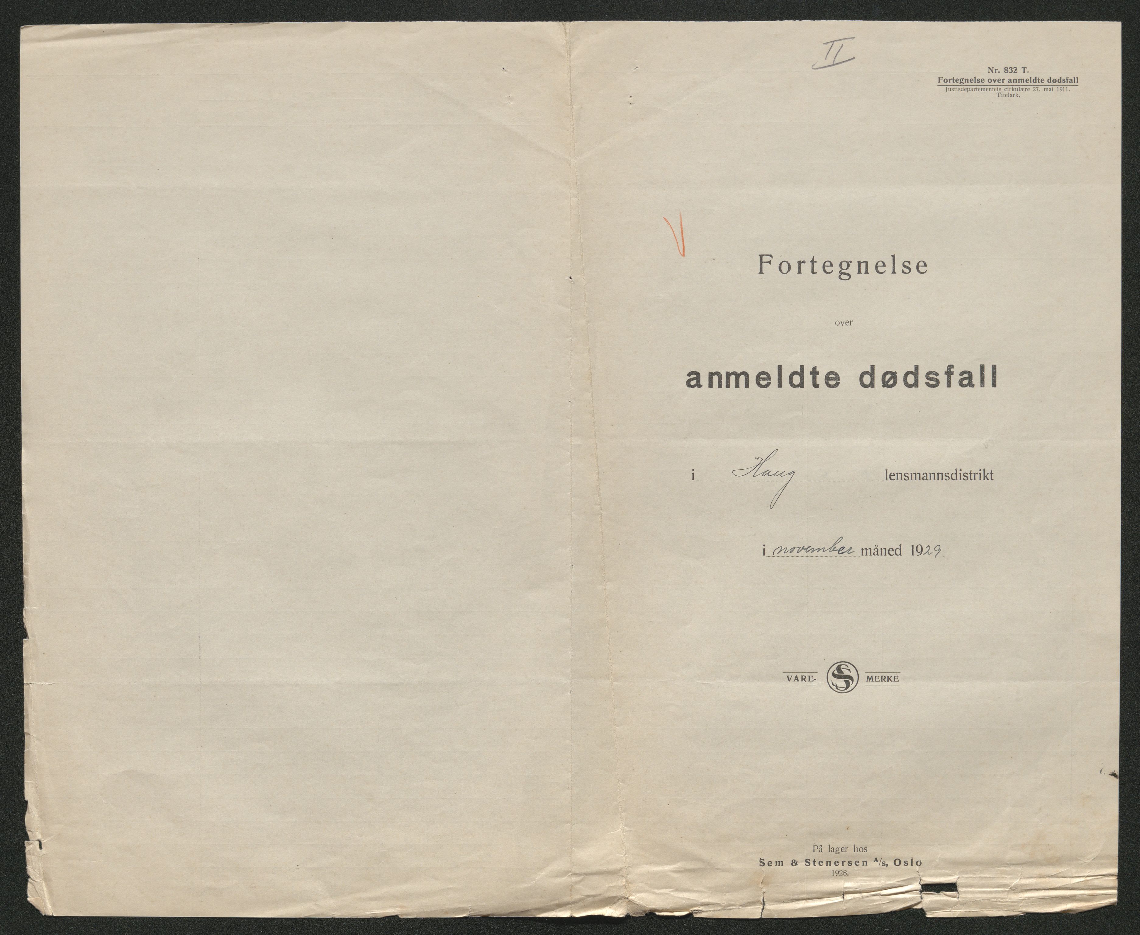 Eiker, Modum og Sigdal sorenskriveri, AV/SAKO-A-123/H/Ha/Hab/L0045: Dødsfallsmeldinger, 1928-1929, p. 1111