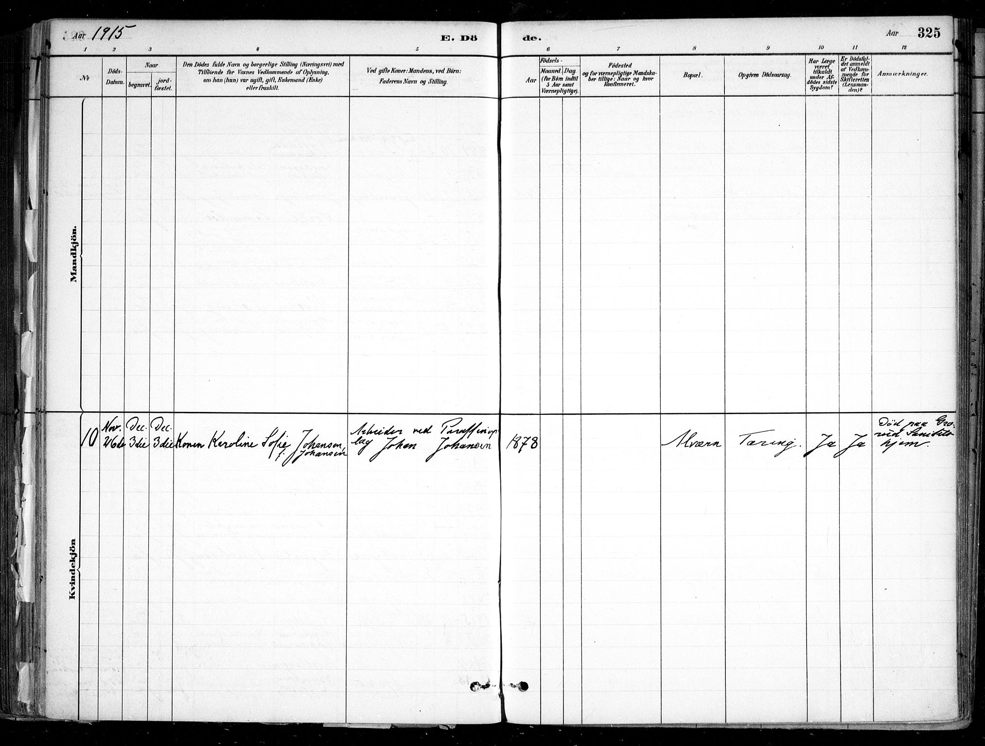 Nesodden prestekontor Kirkebøker, SAO/A-10013/F/Fa/L0009: Parish register (official) no. I 9, 1880-1915, p. 325