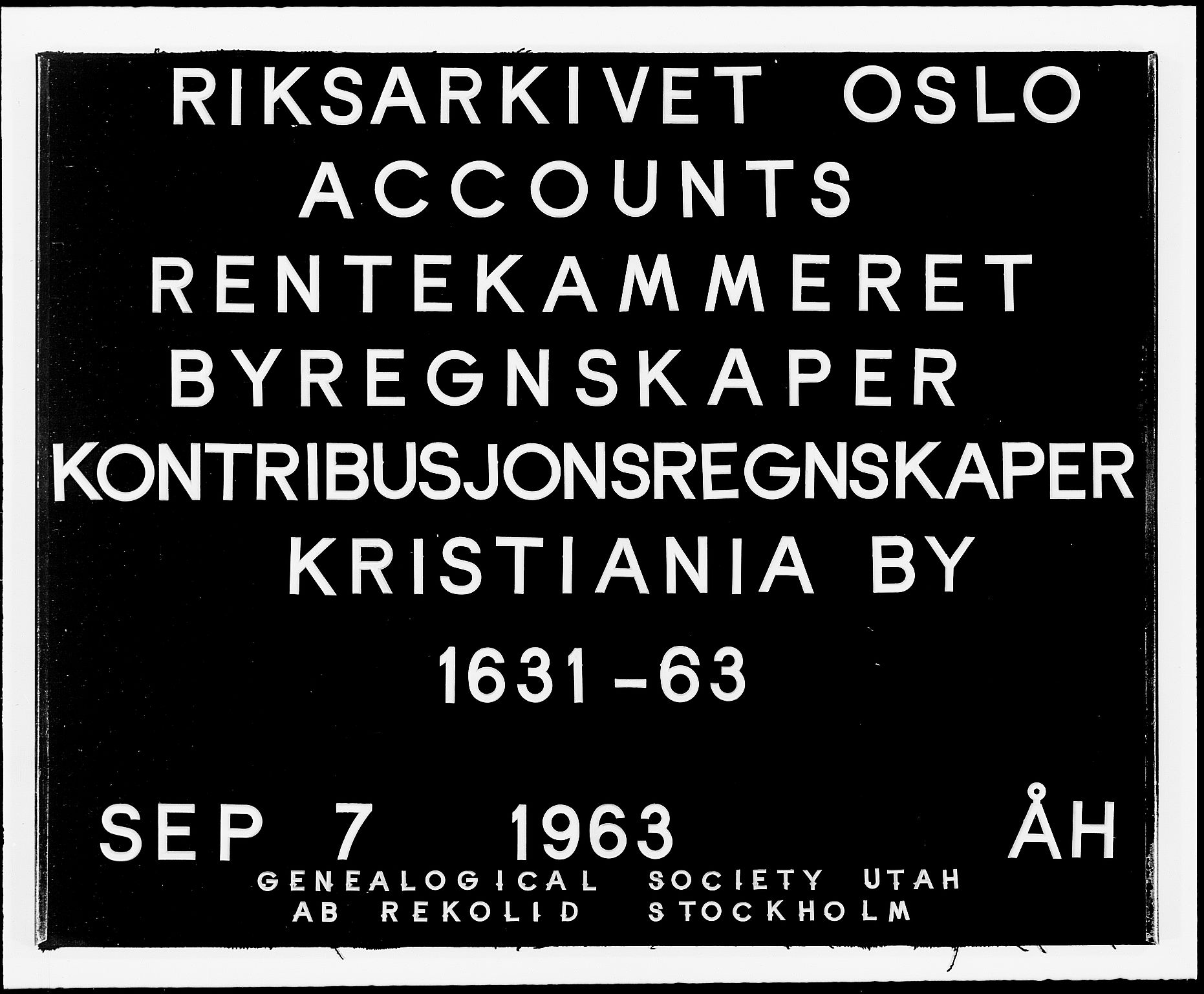 Rentekammeret inntil 1814, Reviderte regnskaper, Byregnskaper, AV/RA-EA-4066/R/Re/L0056: [E1] By- og kontribusjonsregnskap med sikt og sakefall, 1631-1664, p. 1