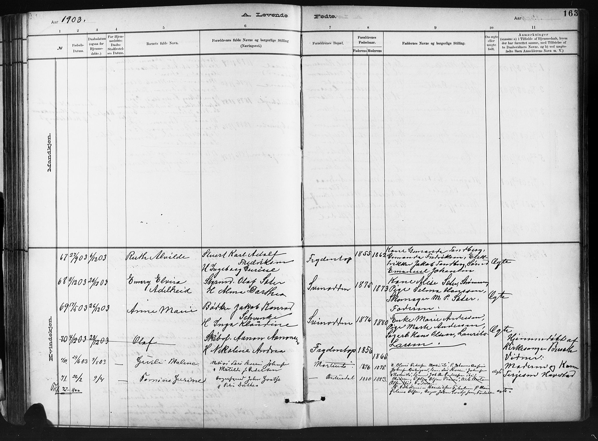 Barbu sokneprestkontor, AV/SAK-1111-0003/F/Fb/L0002: Parish register (copy) no. B 2, 1890-1922, p. 163