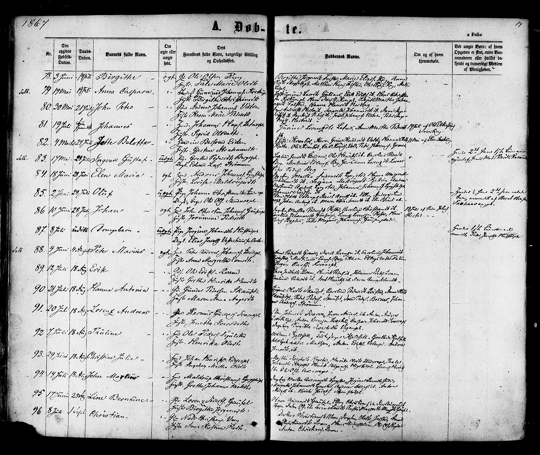 Ministerialprotokoller, klokkerbøker og fødselsregistre - Nord-Trøndelag, AV/SAT-A-1458/730/L0284: Parish register (official) no. 730A09, 1866-1878, p. 14