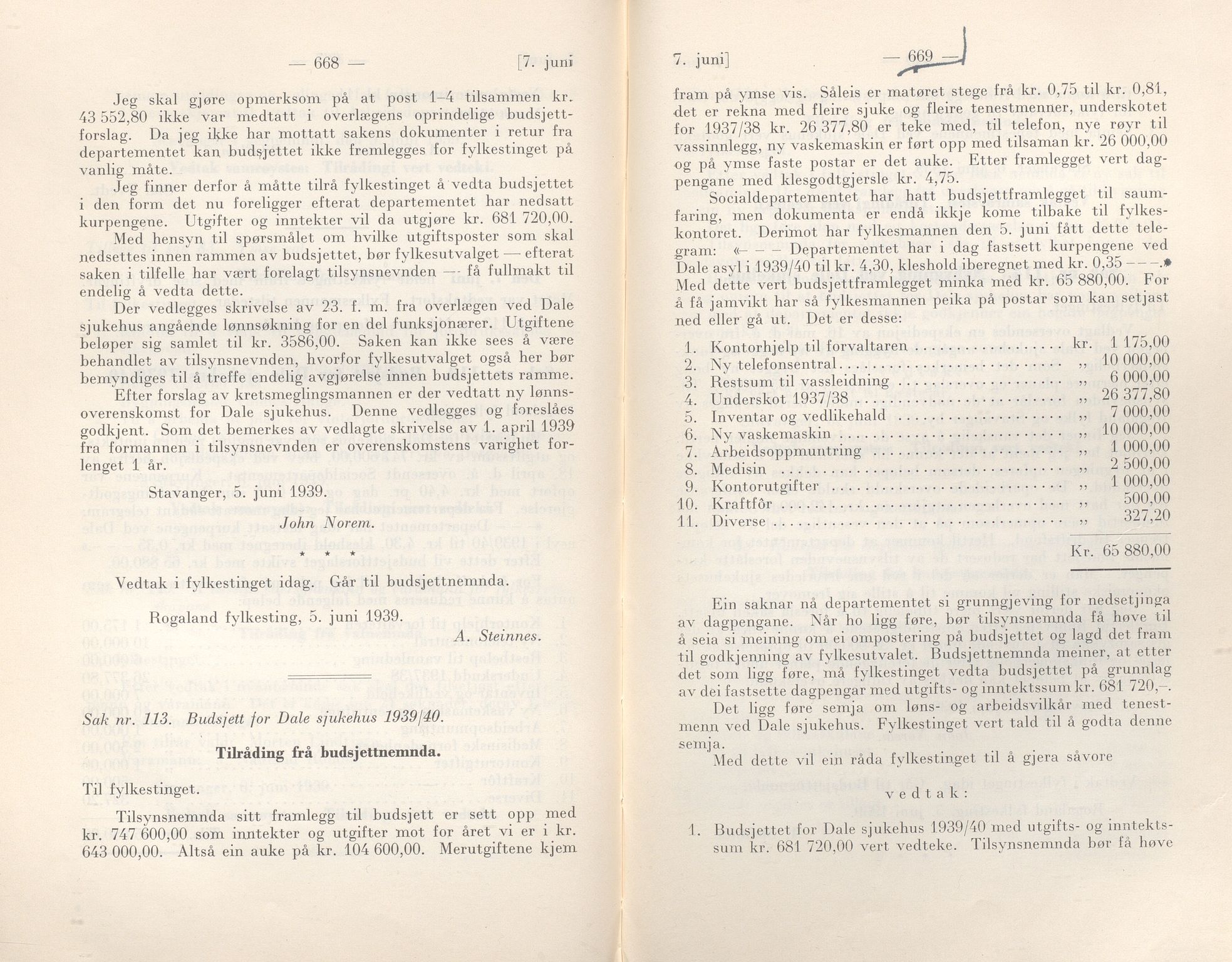 Rogaland fylkeskommune - Fylkesrådmannen , IKAR/A-900/A/Aa/Aaa/L0058: Møtebok , 1939, p. 668-669