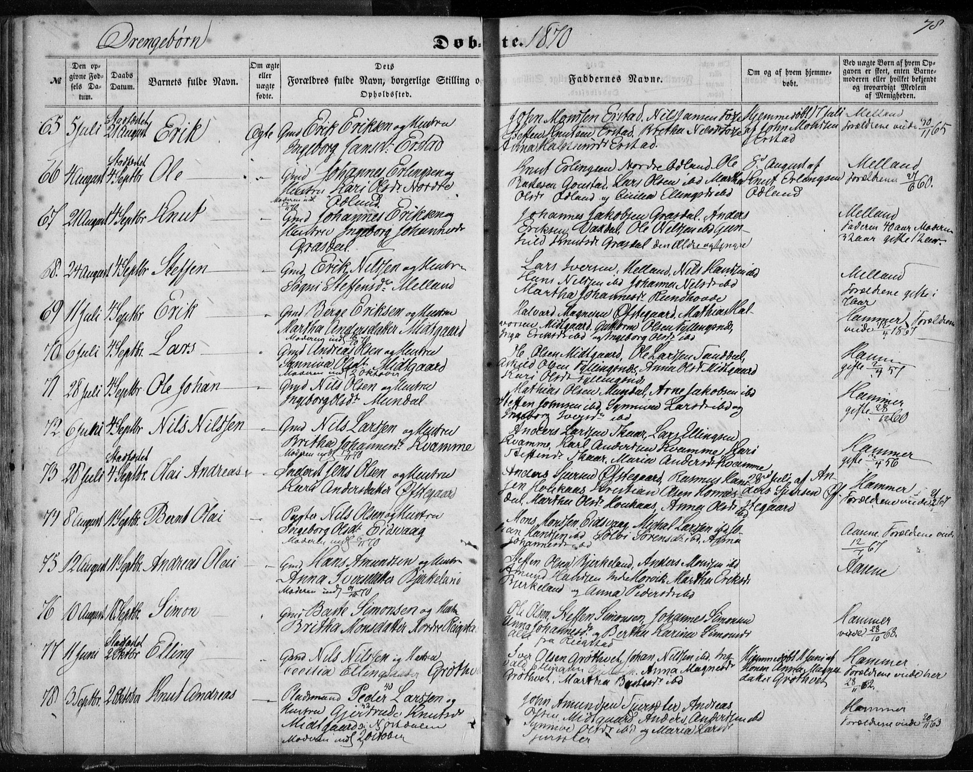 Hamre sokneprestembete, AV/SAB-A-75501/H/Ha/Haa/Haaa/L0014: Parish register (official) no. A 14, 1858-1872, p. 78