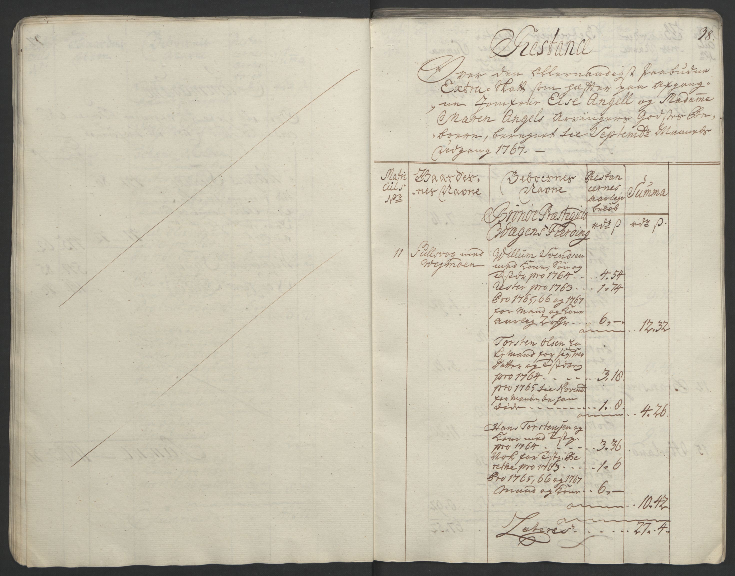 Rentekammeret inntil 1814, Realistisk ordnet avdeling, RA/EA-4070/Ol/L0023: [Gg 10]: Ekstraskatten, 23.09.1762. Helgeland (restanseregister), 1767-1772, p. 40