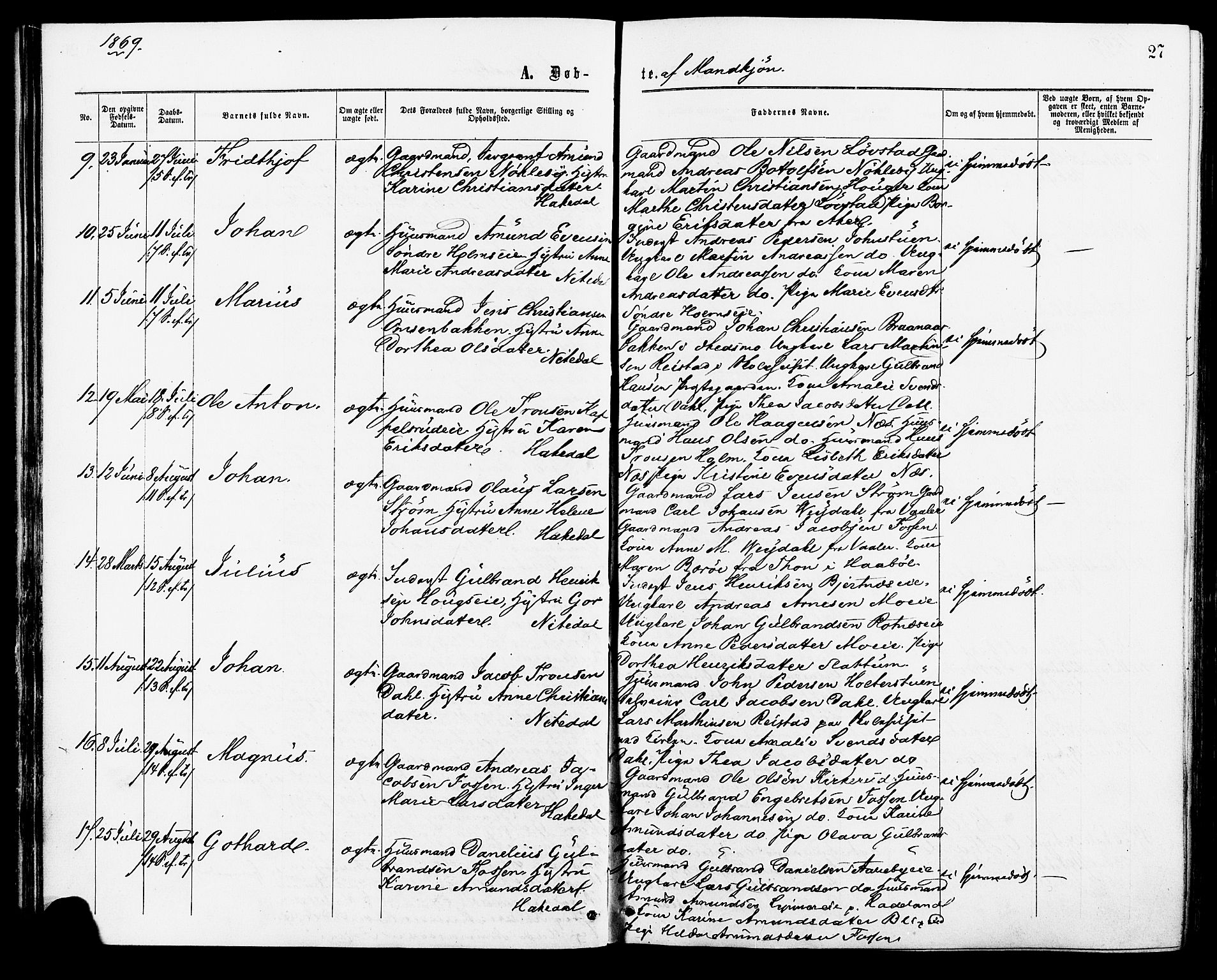 Nittedal prestekontor Kirkebøker, SAO/A-10365a/F/Fa/L0006: Parish register (official) no. I 6, 1863-1878, p. 27