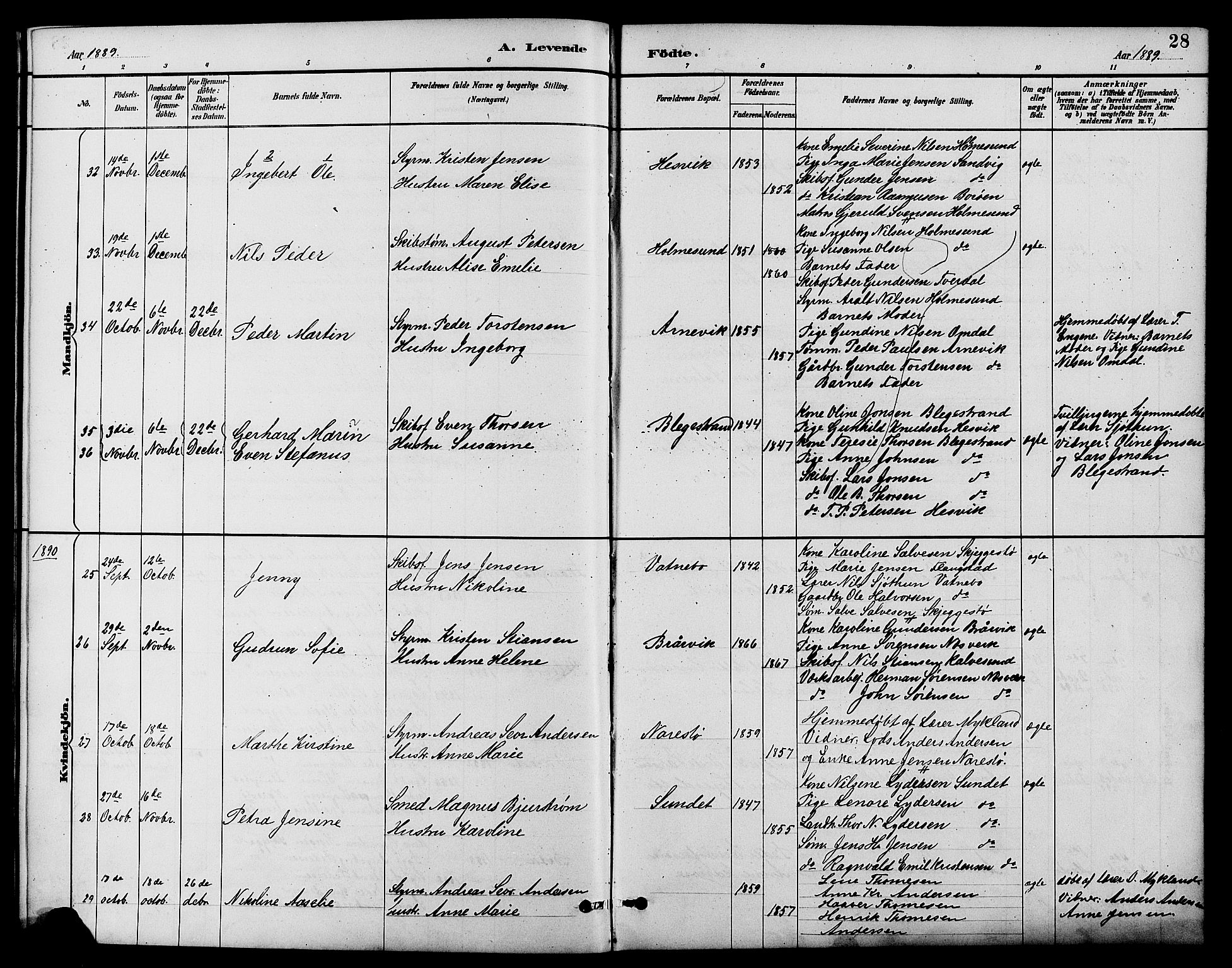 Dypvåg sokneprestkontor, SAK/1111-0007/F/Fb/Fbb/L0004: Parish register (copy) no. B 4, 1887-1905, p. 28