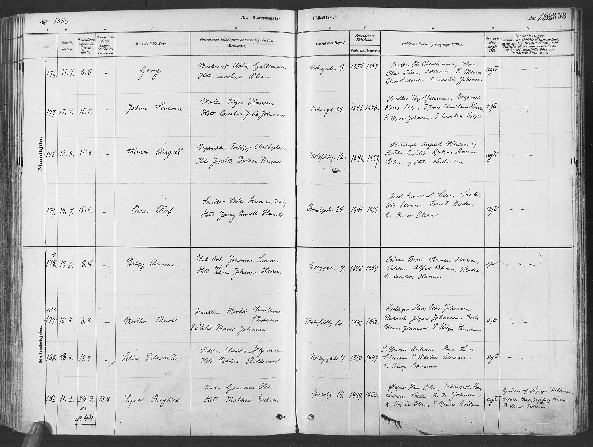 Grønland prestekontor Kirkebøker, SAO/A-10848/F/Fa/L0007: Parish register (official) no. 7, 1878-1888, p. 353