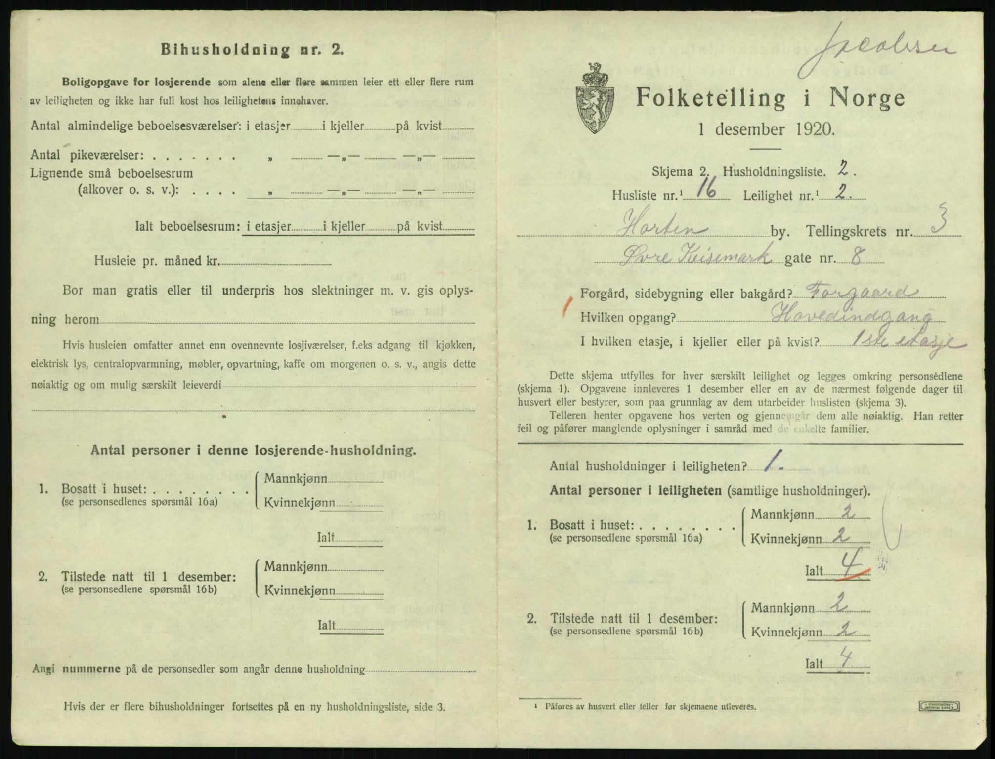 SAKO, 1920 census for Horten, 1920, p. 4187
