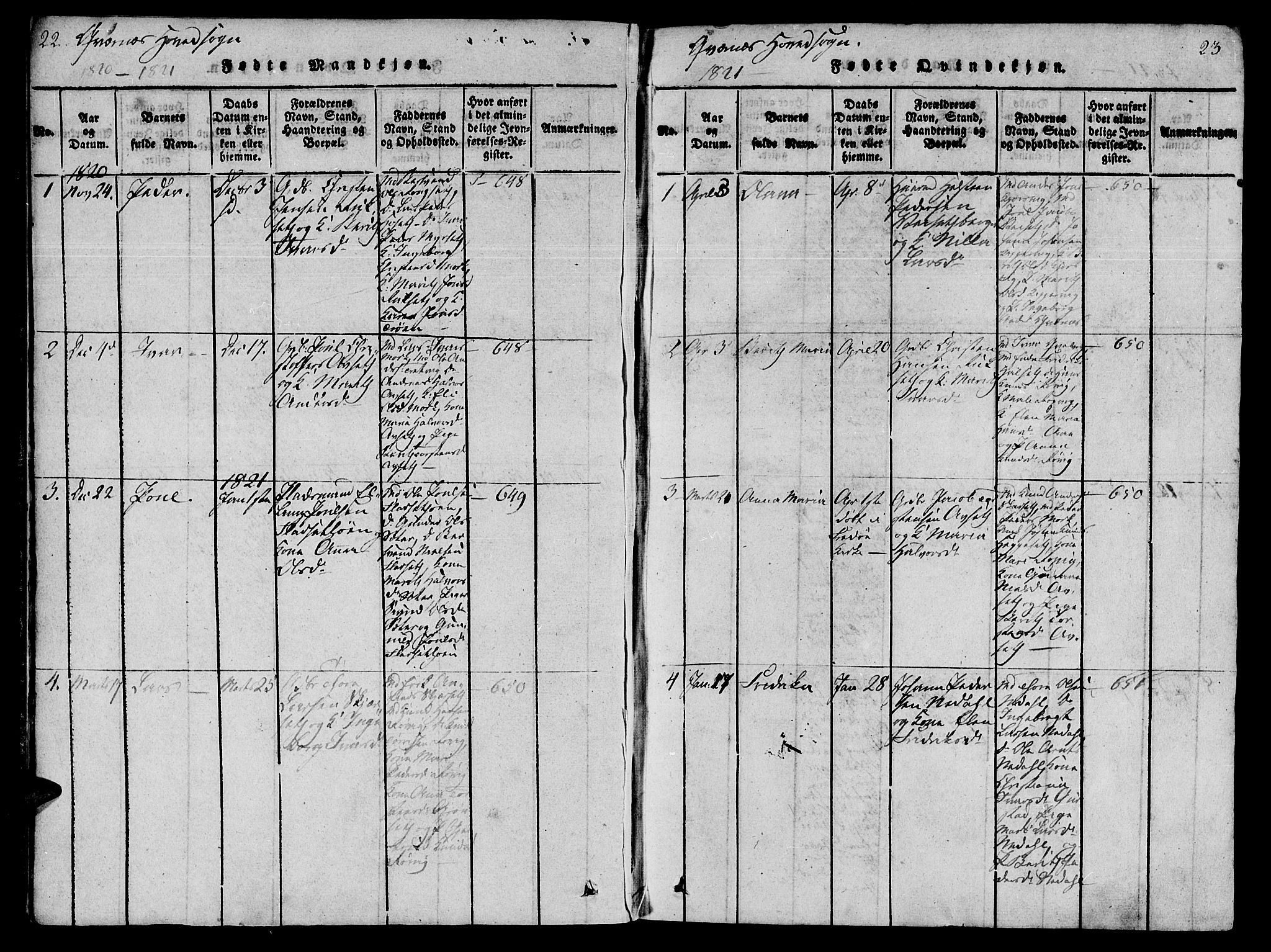 Ministerialprotokoller, klokkerbøker og fødselsregistre - Møre og Romsdal, AV/SAT-A-1454/568/L0800: Parish register (official) no. 568A09 /1, 1819-1830, p. 22-23