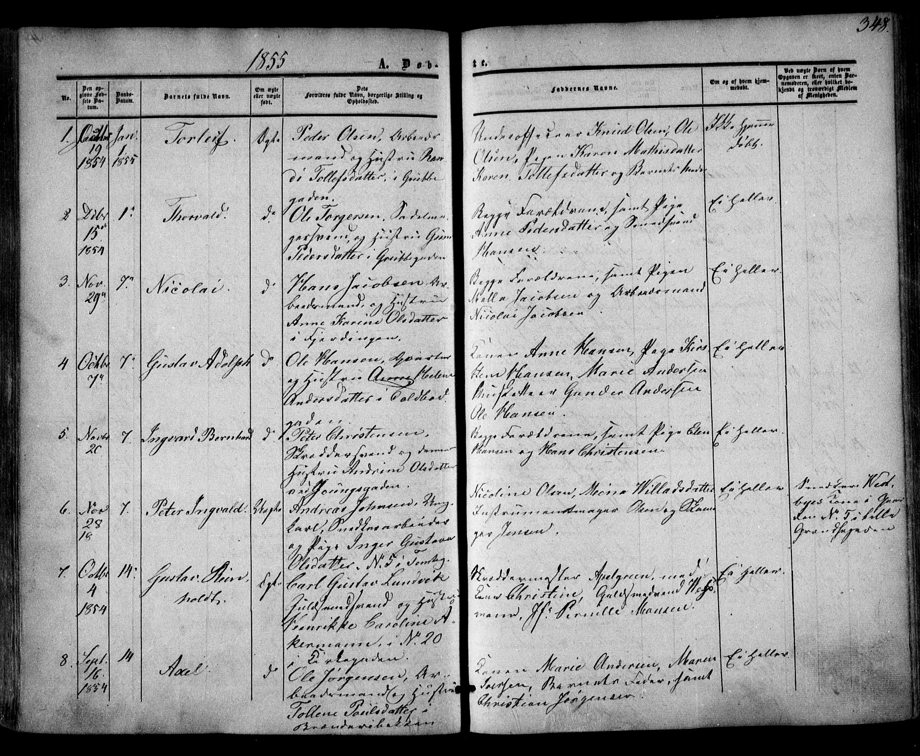 Oslo domkirke Kirkebøker, SAO/A-10752/F/Fa/L0014: Parish register (official) no. 14, 1850-1857, p. 348