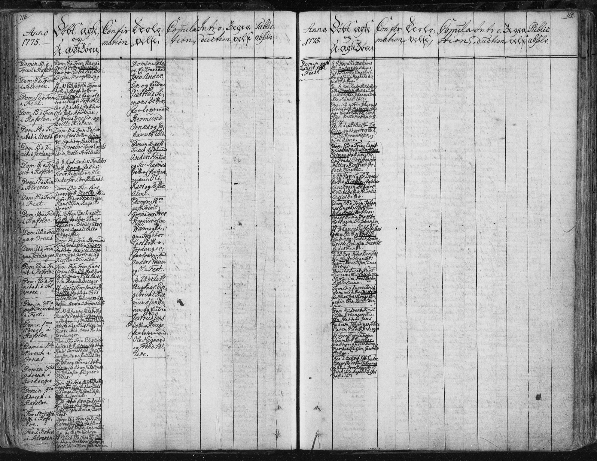 Hafslo sokneprestembete, AV/SAB-A-80301/H/Haa/Haaa/L0002: Parish register (official) no. A 2, 1755-1806, p. 113-114