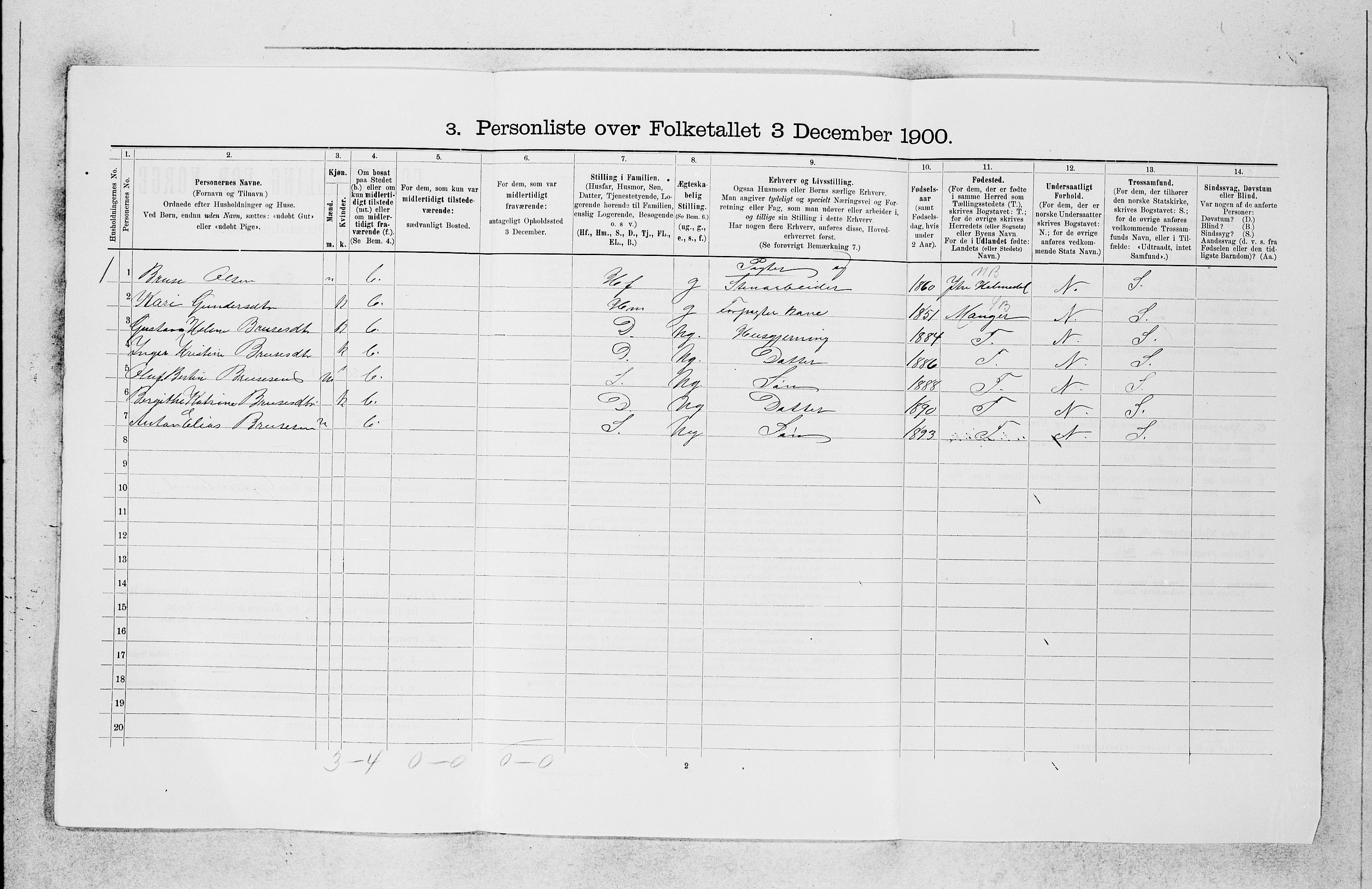 SAB, 1900 census for Askøy, 1900, p. 1299