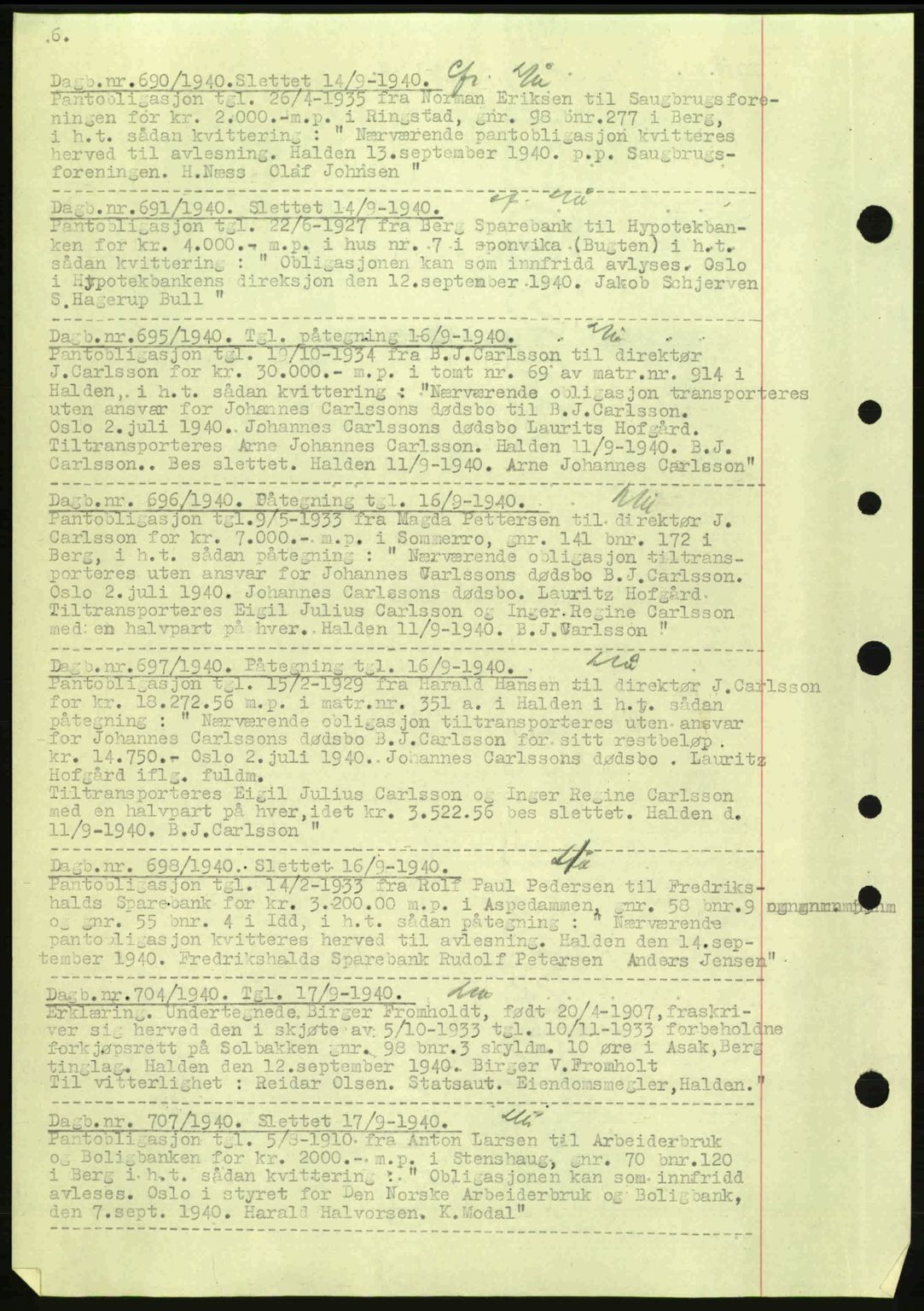 Idd og Marker sorenskriveri, AV/SAO-A-10283/G/Gb/Gbc/L0002: Mortgage book no. B4-9a, 1939-1945, Diary no: : 690/1940