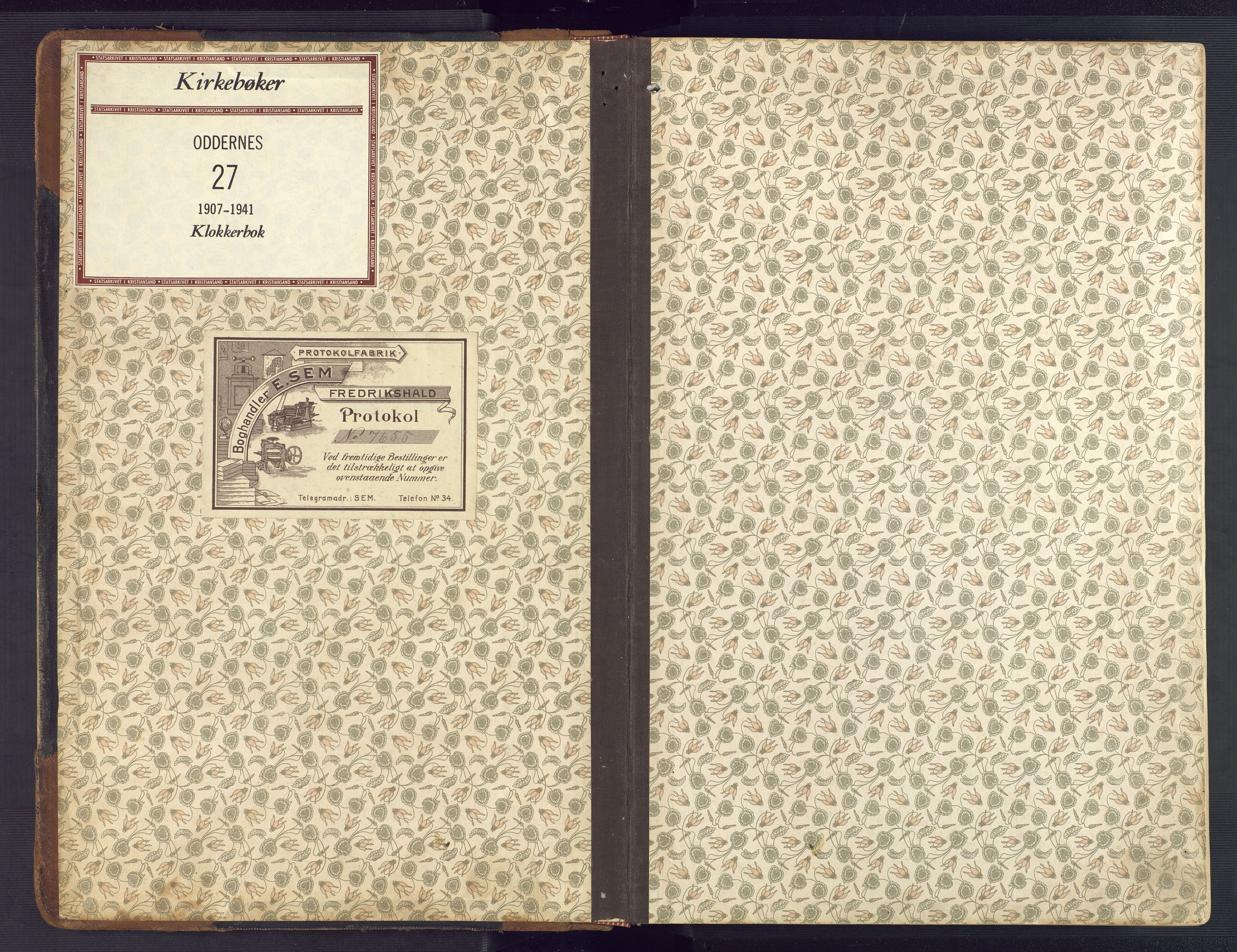 Oddernes sokneprestkontor, SAK/1111-0033/F/Fb/Fba/L0010: Parish register (copy) no. B 10, 1907-1941