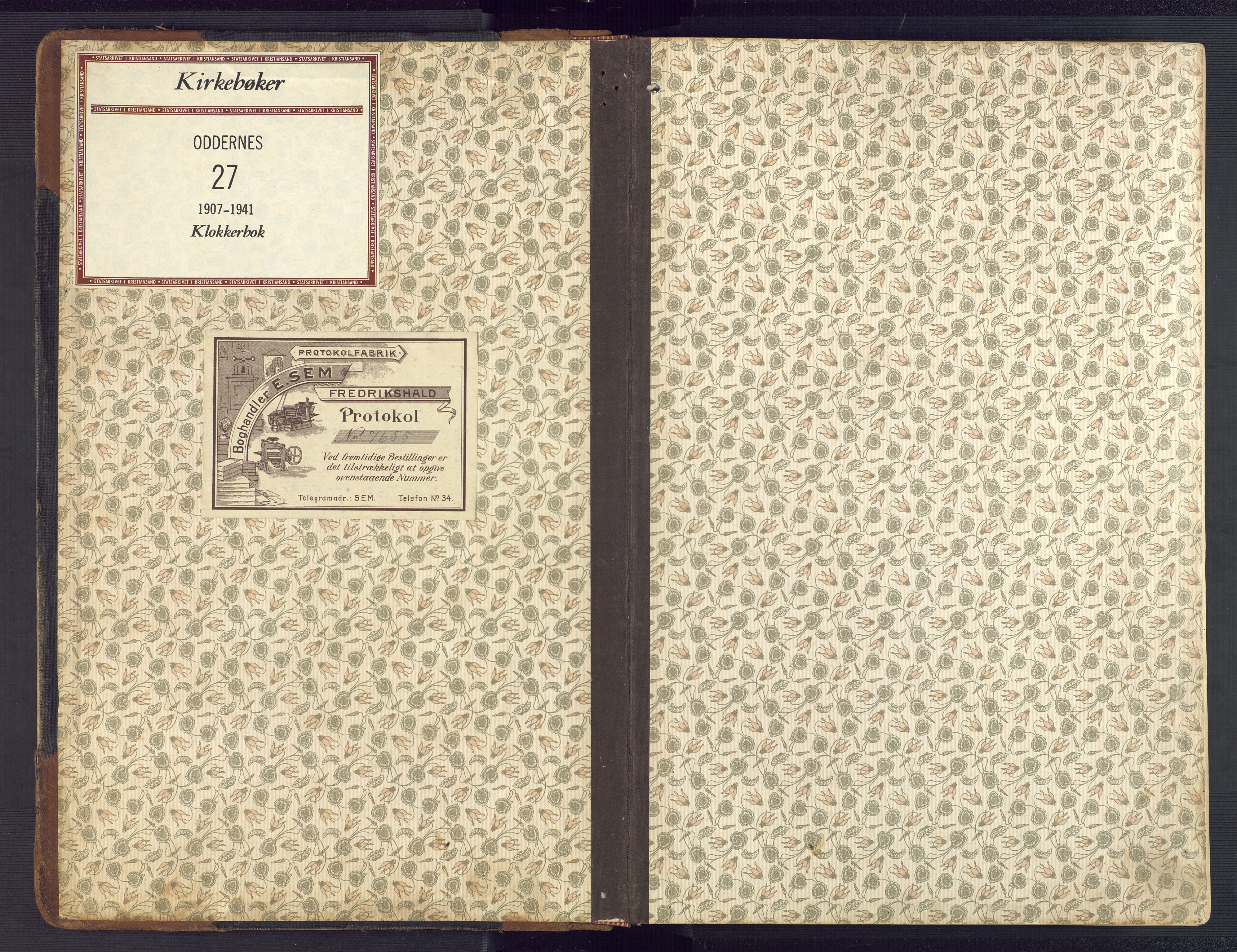 Oddernes sokneprestkontor, AV/SAK-1111-0033/F/Fb/Fba/L0010: Parish register (copy) no. B 10, 1907-1941