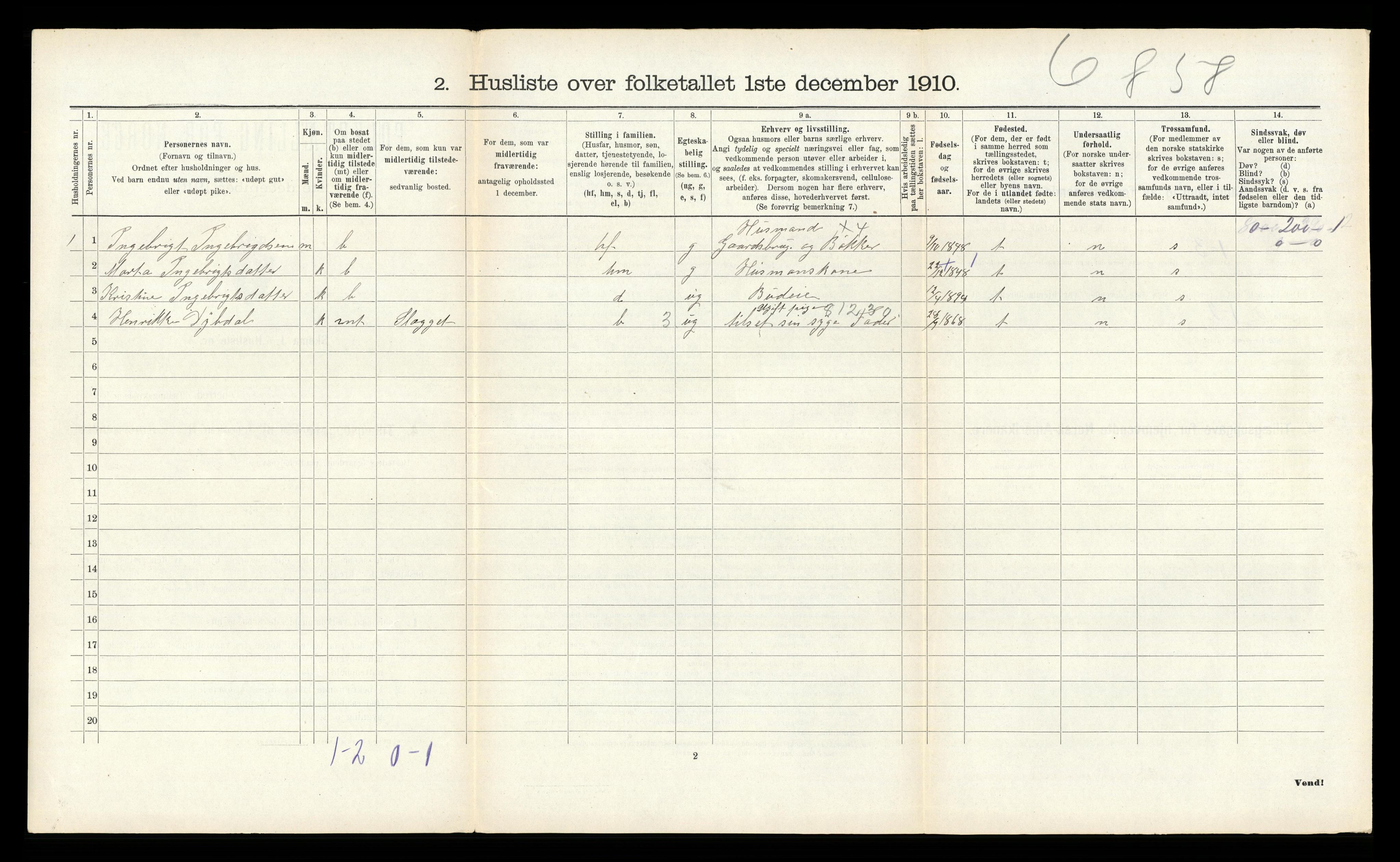 RA, 1910 census for Kvinnherad, 1910, p. 284