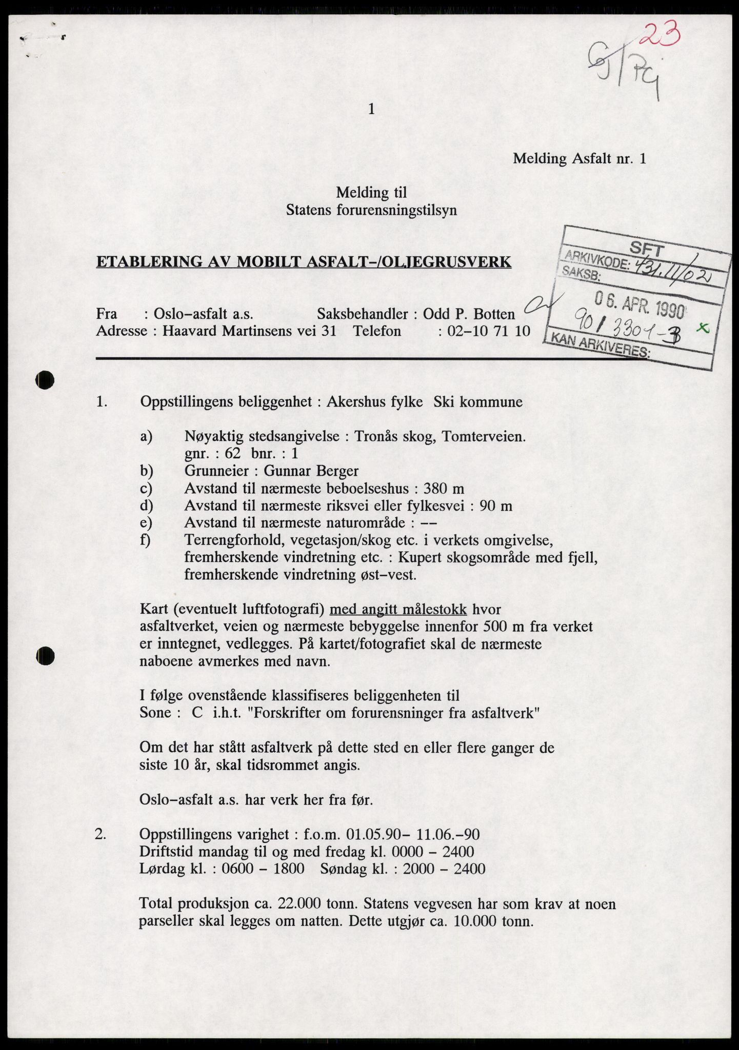 Statens forurensningstilsyn, hovedkontoret, AV/RA-S-4136/1/D/Da/L0493: Konsesjonssaker, 1985-1993, p. 207