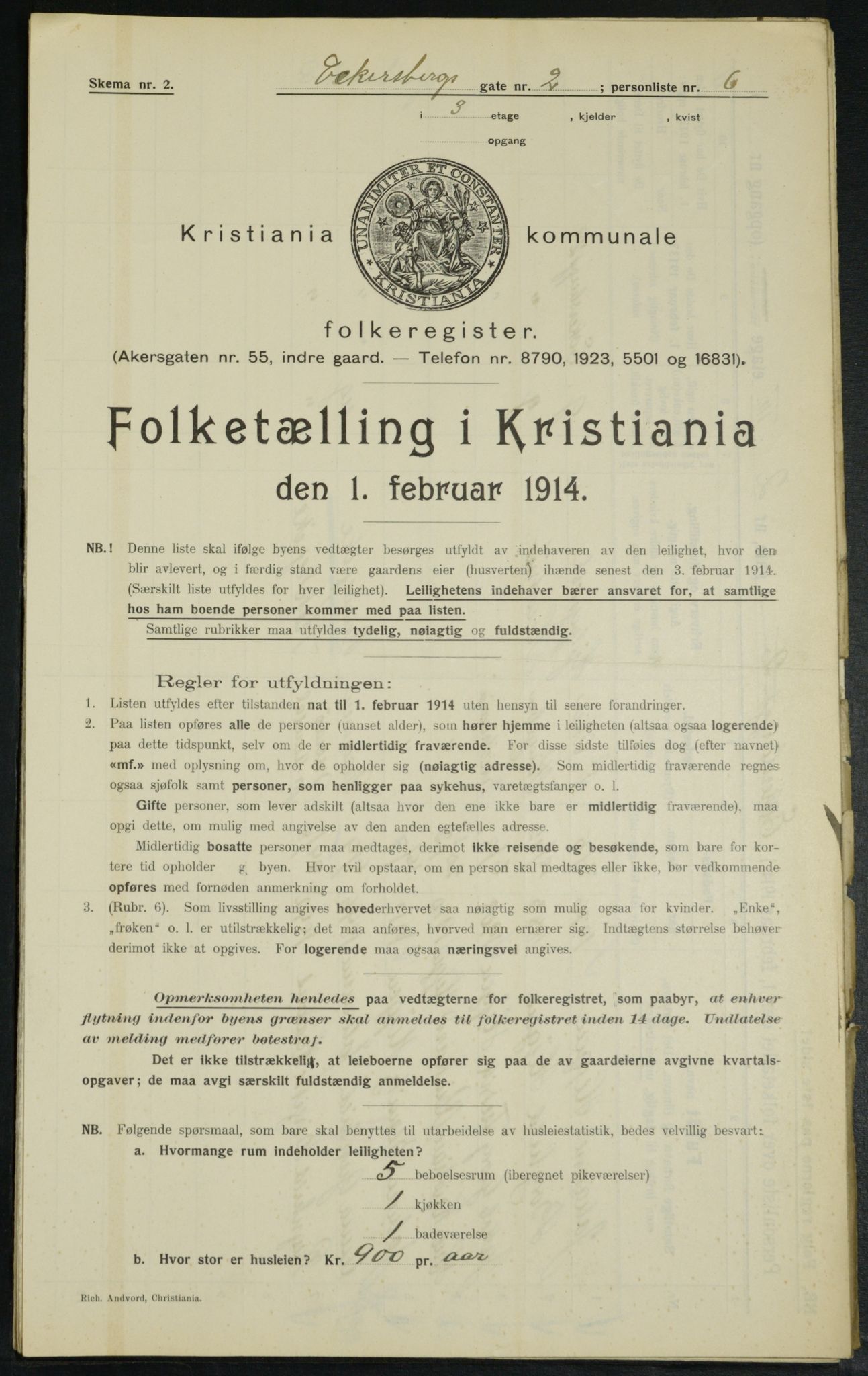 OBA, Municipal Census 1914 for Kristiania, 1914, p. 18374