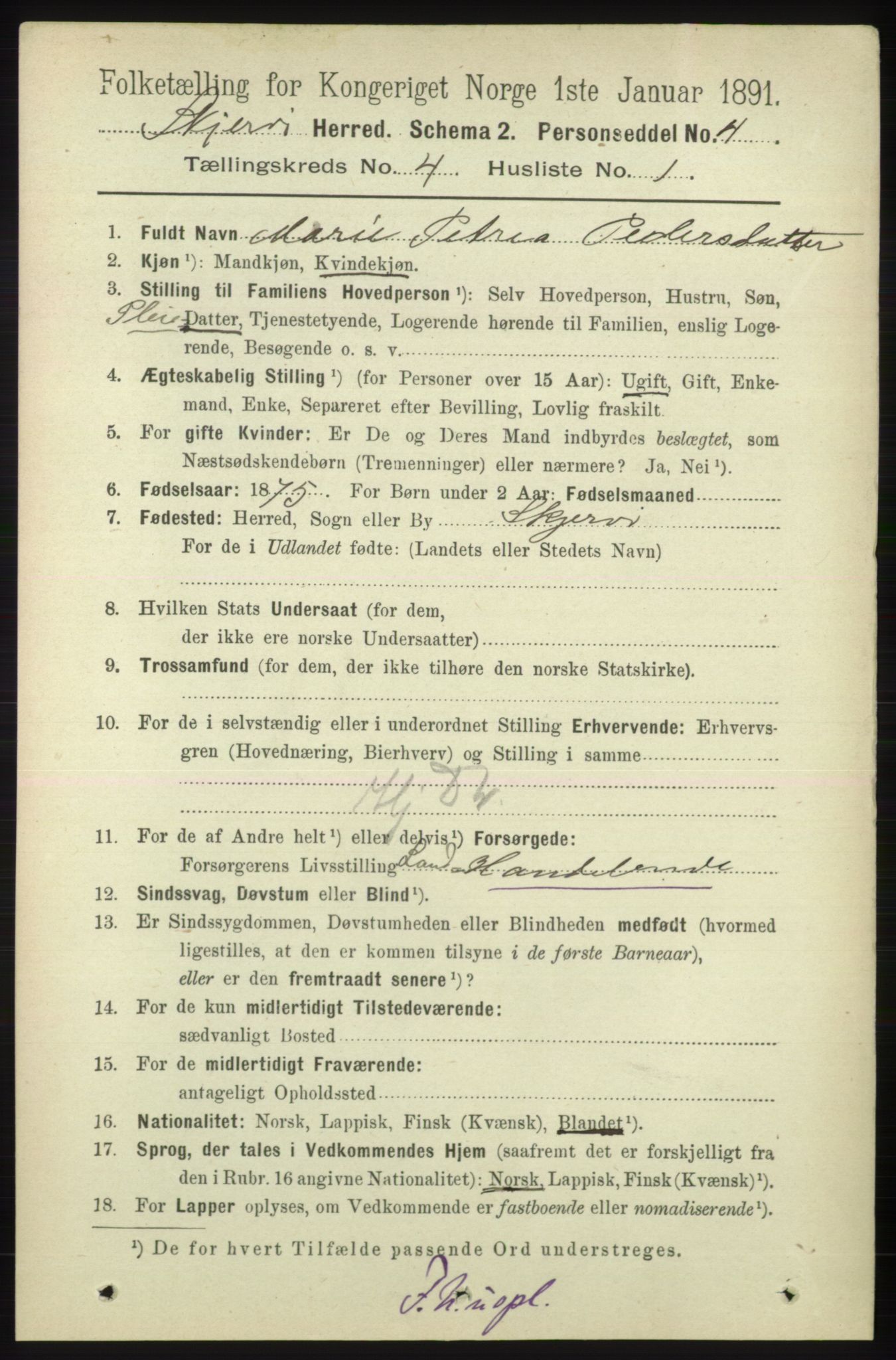 RA, 1891 census for 1941 Skjervøy, 1891, p. 2304
