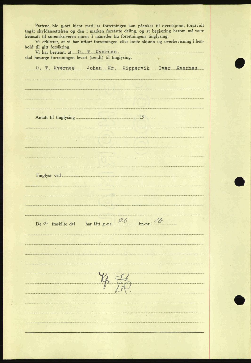 Nordmøre sorenskriveri, AV/SAT-A-4132/1/2/2Ca: Mortgage book no. A92, 1942-1942, Diary no: : 1509/1942