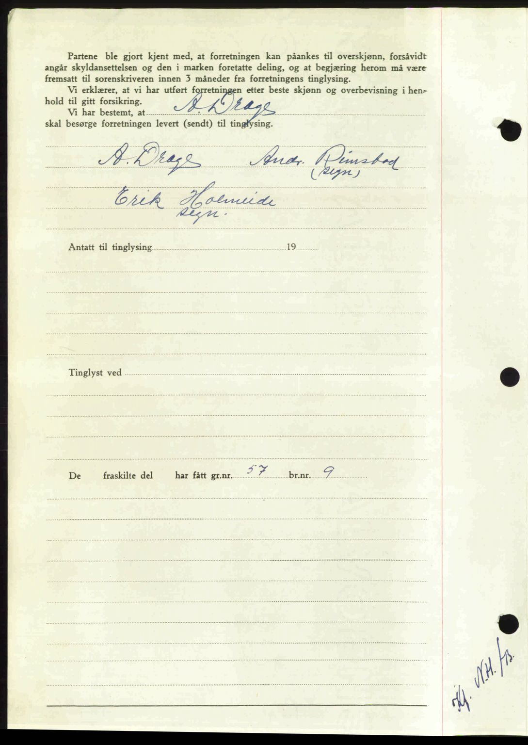 Nordmøre sorenskriveri, AV/SAT-A-4132/1/2/2Ca: Mortgage book no. A105, 1947-1947, Diary no: : 1333/1947