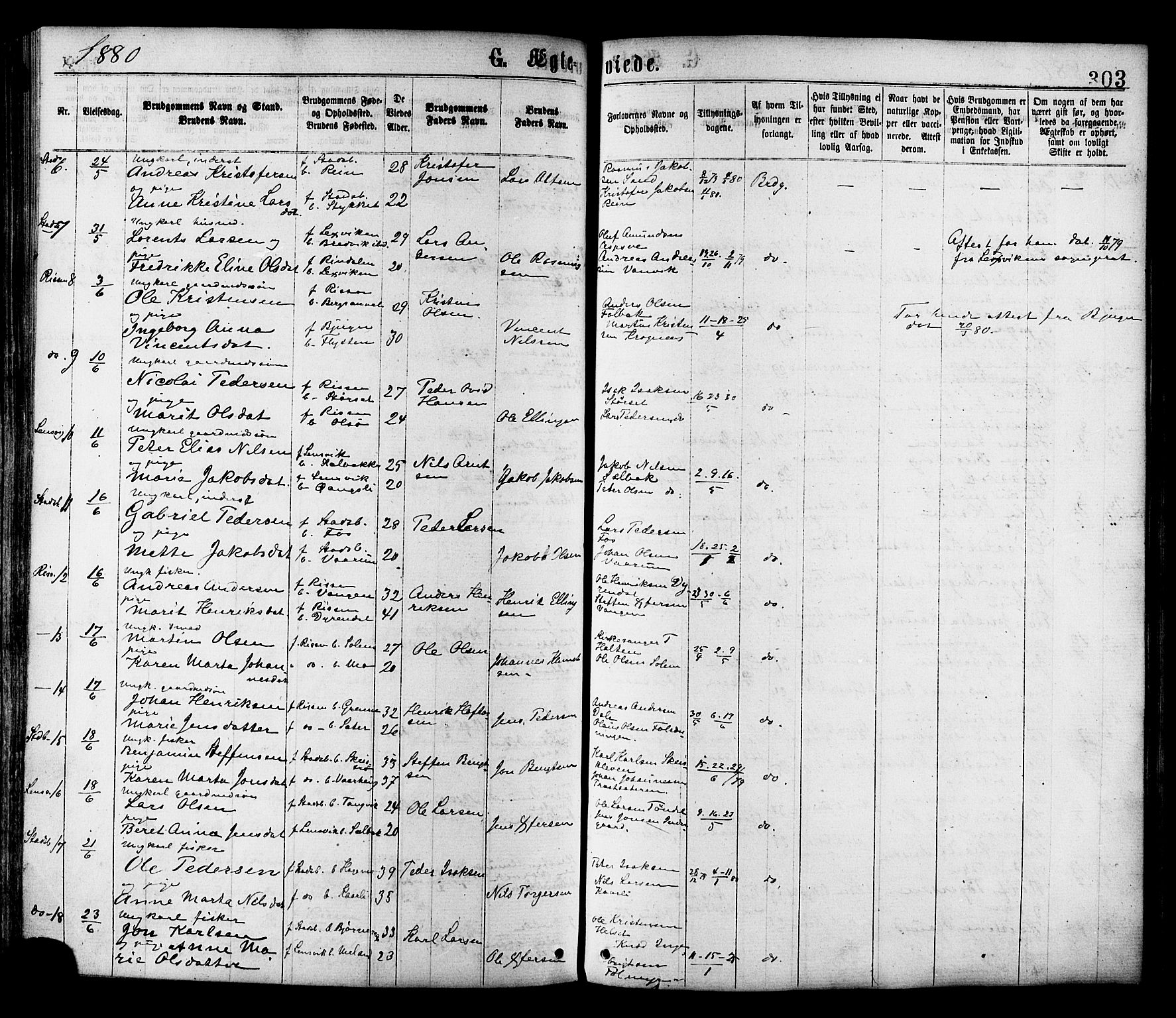 Ministerialprotokoller, klokkerbøker og fødselsregistre - Sør-Trøndelag, SAT/A-1456/646/L0613: Parish register (official) no. 646A11, 1870-1884, p. 303