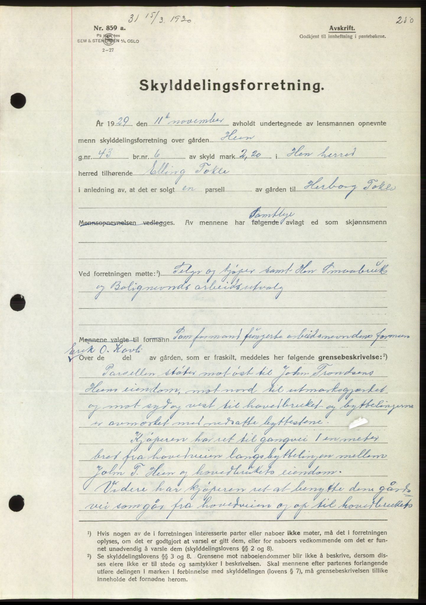 Romsdal sorenskriveri, AV/SAT-A-4149/1/2/2C/L0057: Mortgage book no. 51, 1929-1930, Deed date: 15.03.1930