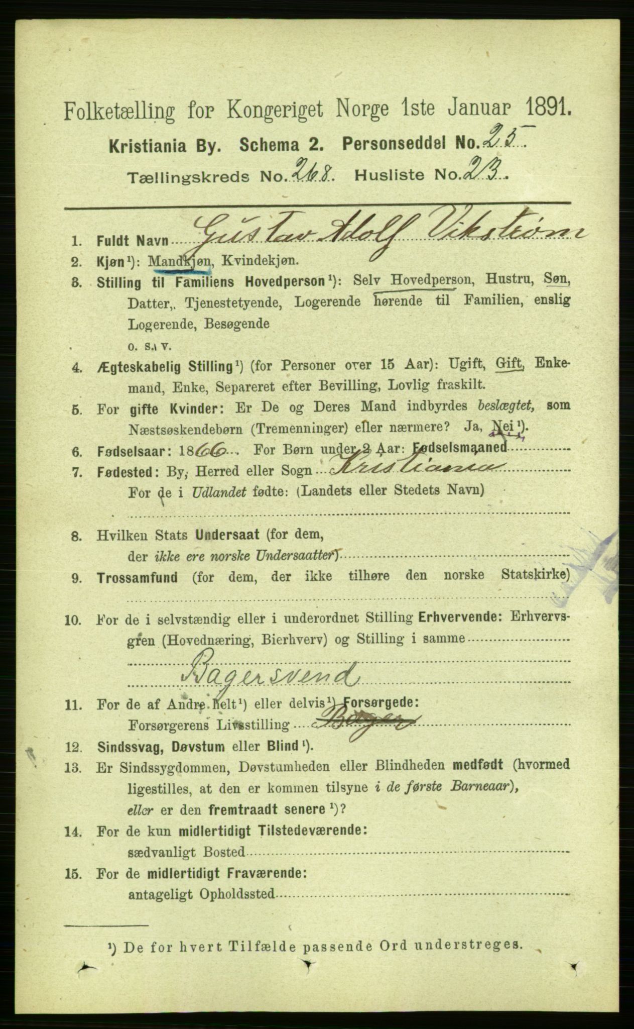 RA, 1891 census for 0301 Kristiania, 1891, p. 162767