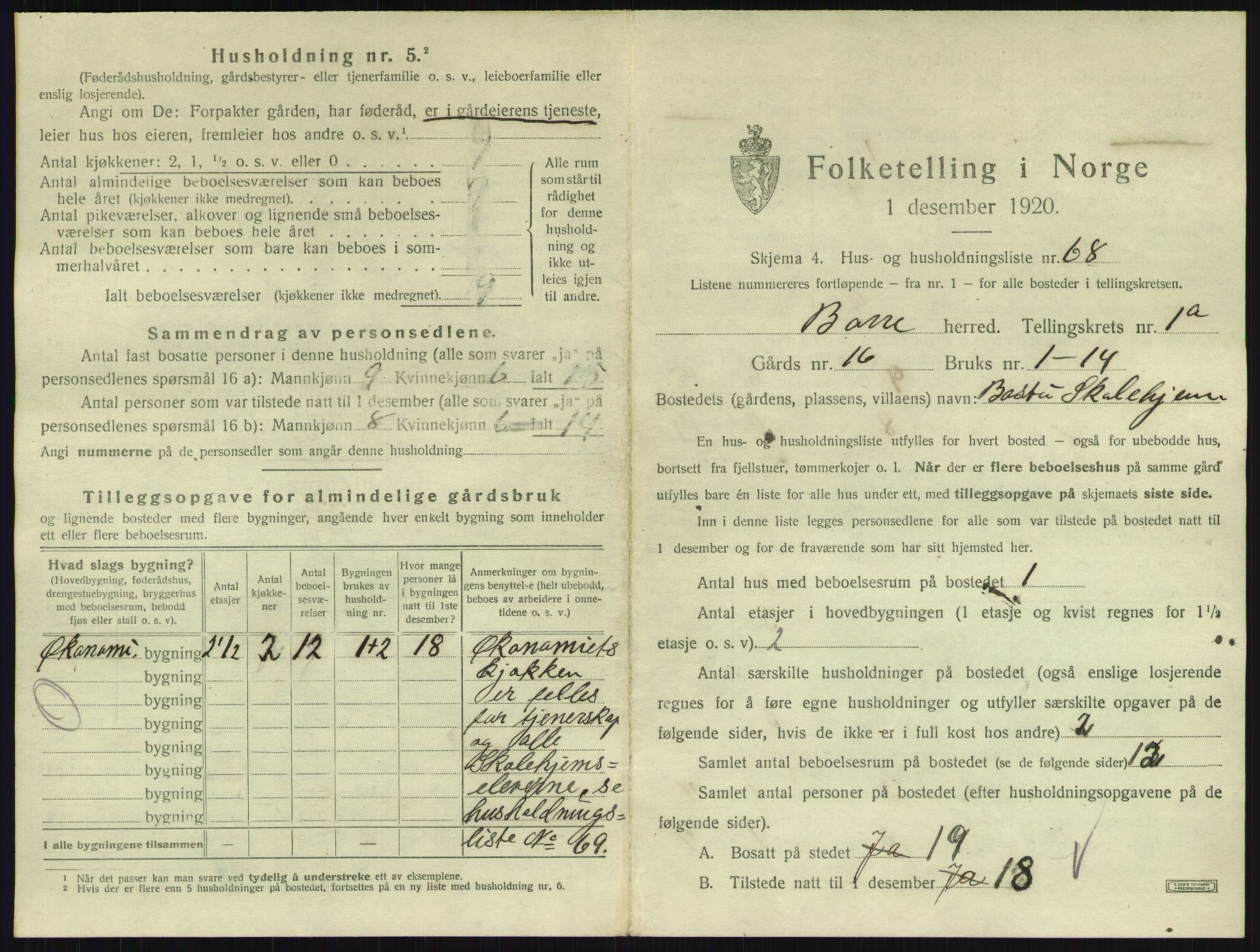 SAKO, 1920 census for Borre, 1920, p. 156