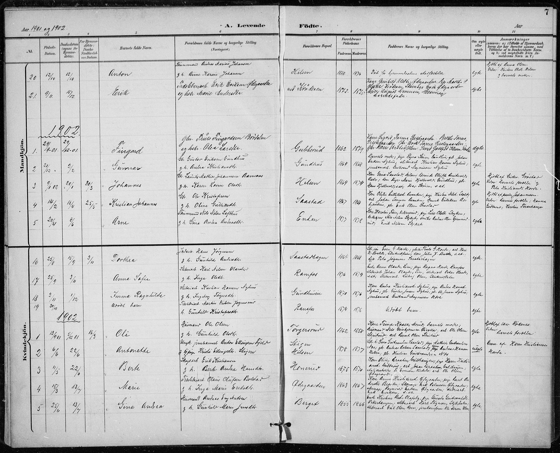 Modum kirkebøker, AV/SAKO-A-234/F/Fa/L0020: Parish register (official) no. 20, 1900-1917, p. 7